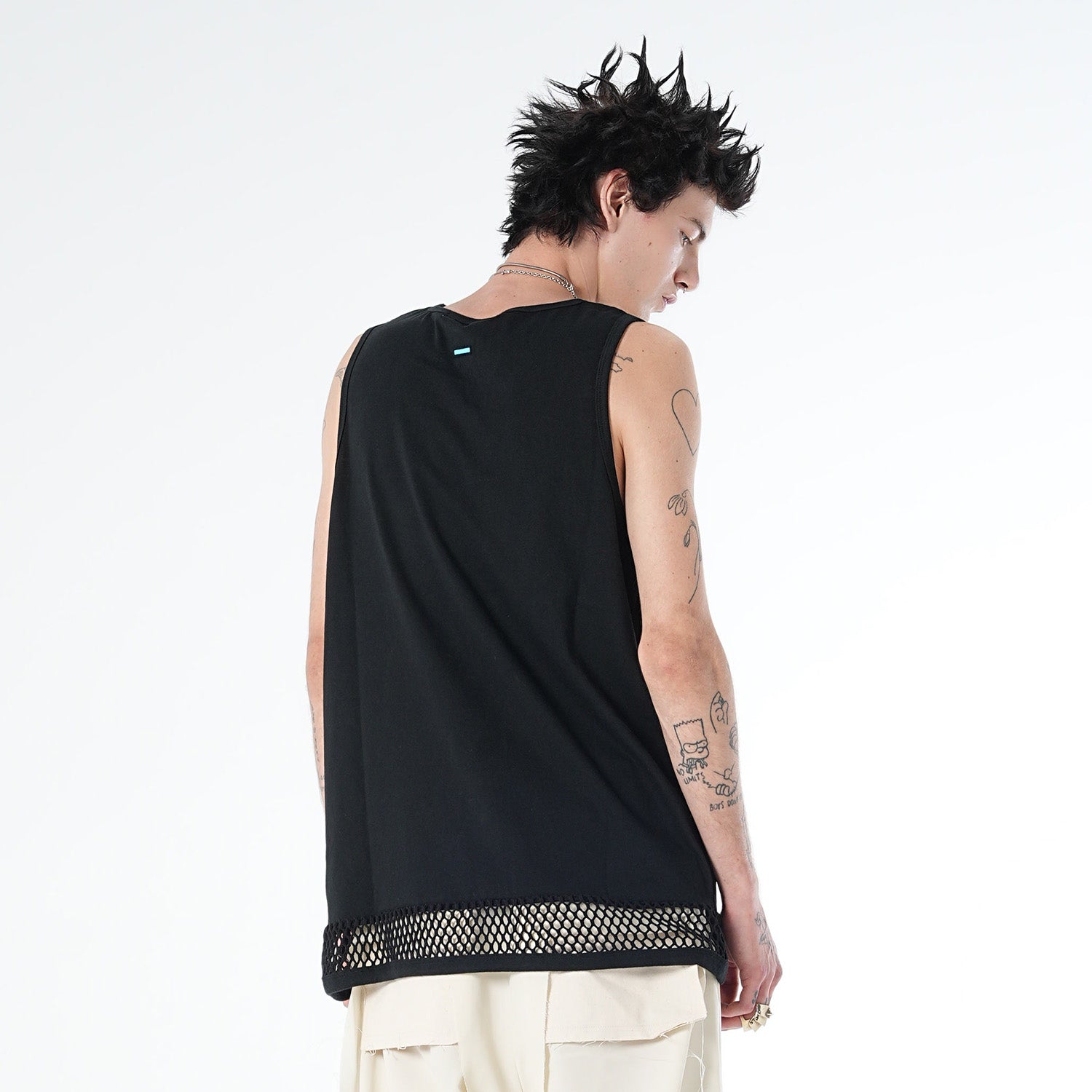 MUZE TURQUOISE LABEL - HEM MESH TANK TOP(BLACK) ミューズ タンク