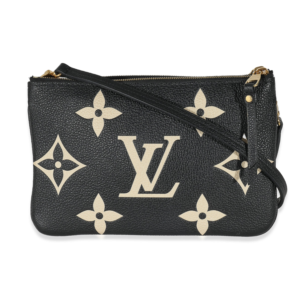 Louis Vuitton Black Beige Giant Monogram Empreinte Double Zip