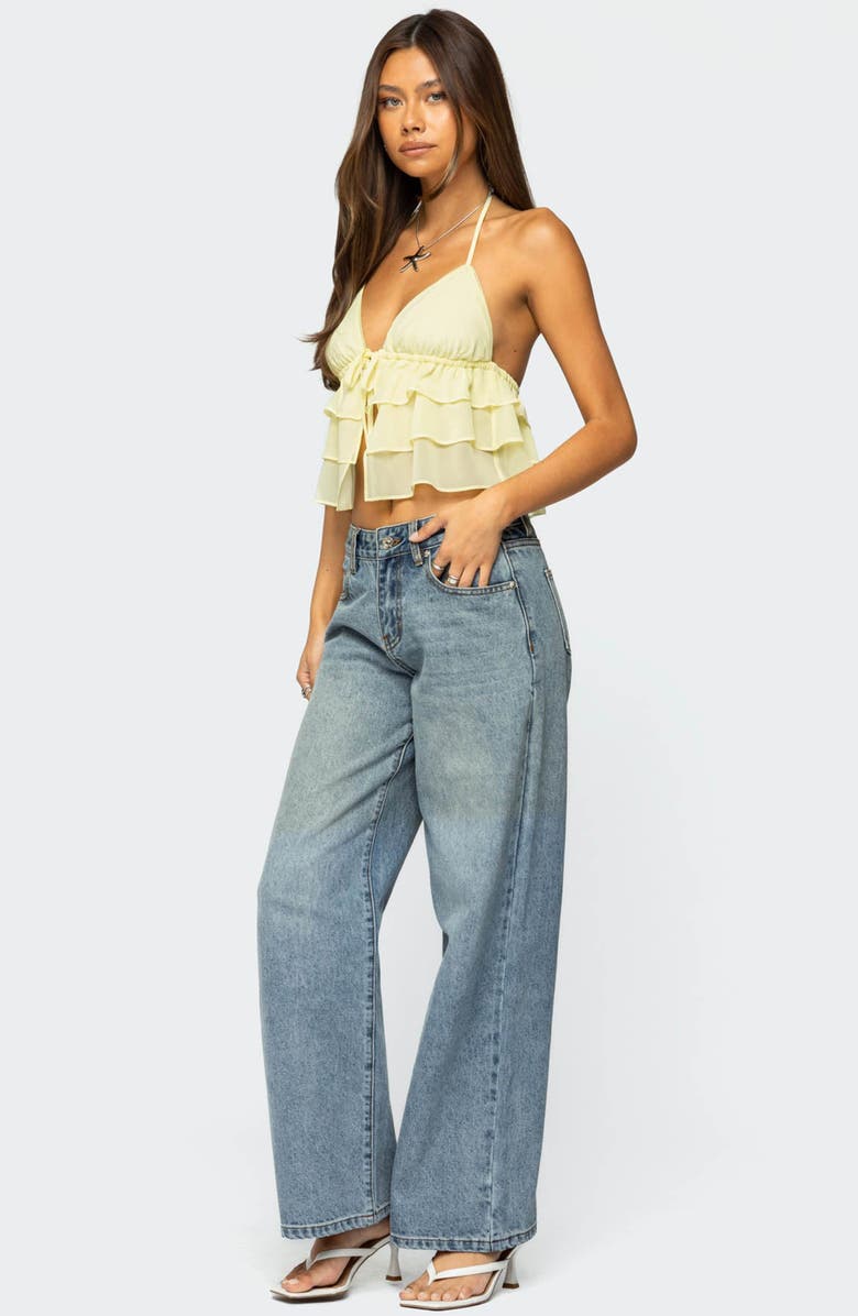 EDIKTED Zephi Split Front Ruffle Top | Nordstrom