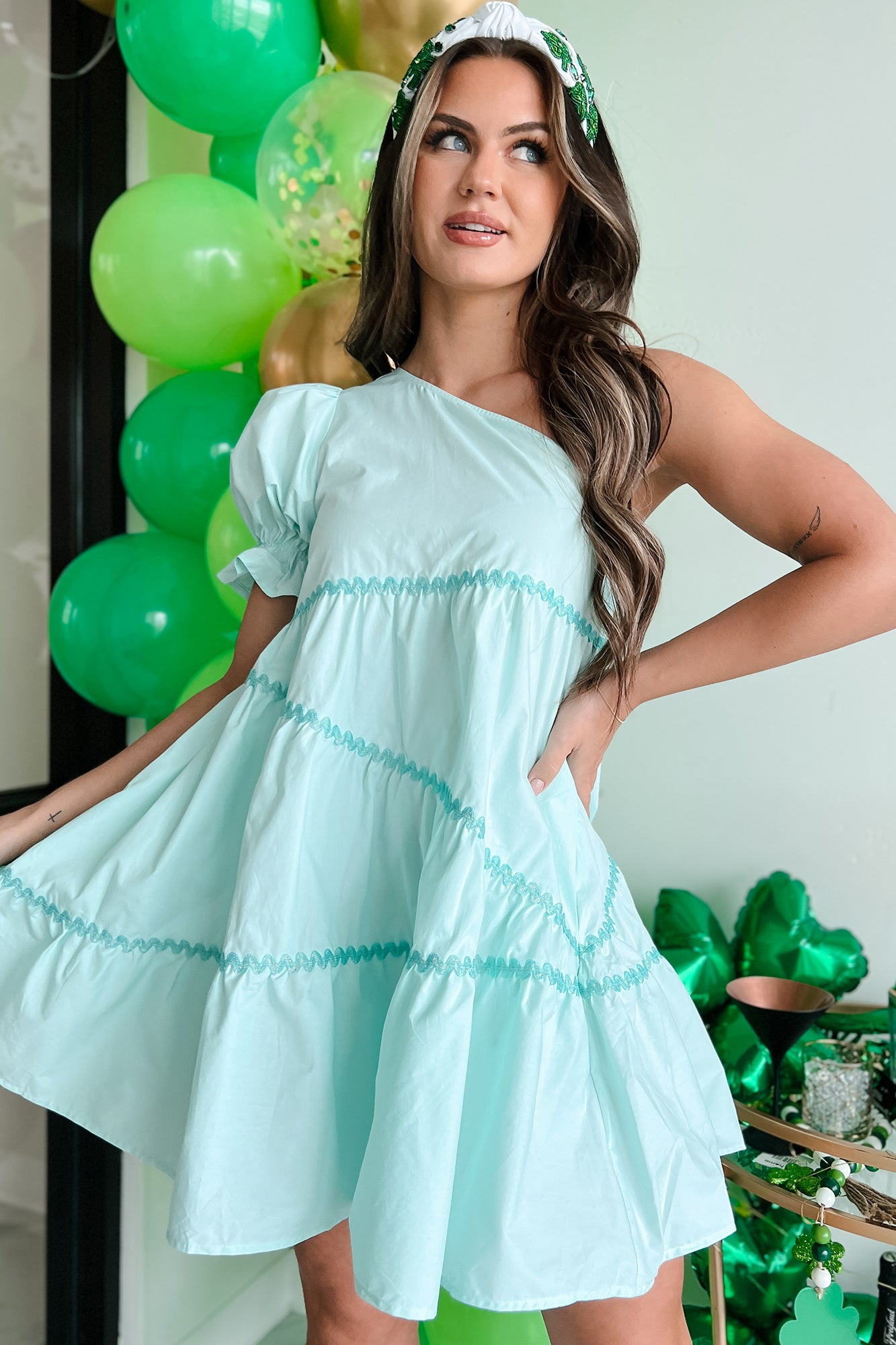My Kind Of Cute One Shoulder Mini Dress (Light Mint) · NanaMacs
