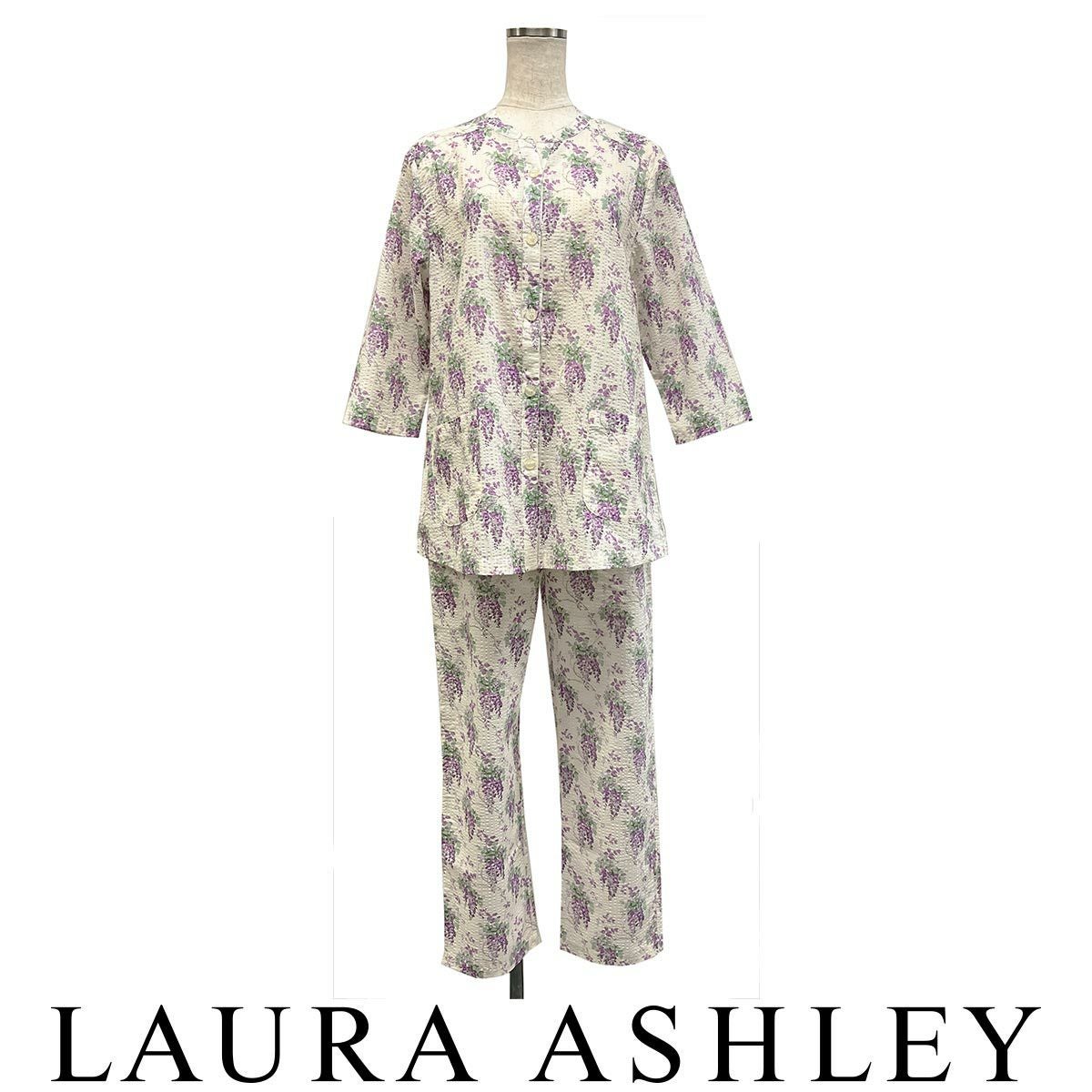 Laura Ashley パジャマ 上下セット ウィステリア柄 80ローンリップル