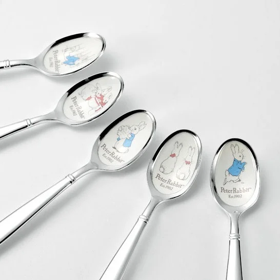 ピーターラビット】＜皿中七宝＞スプーン(銀仕上)5本セット - 日本製