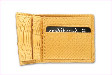 パイソンーイエロー 二つ折り財布 本無双 | マム本舗なかぜん（まむし