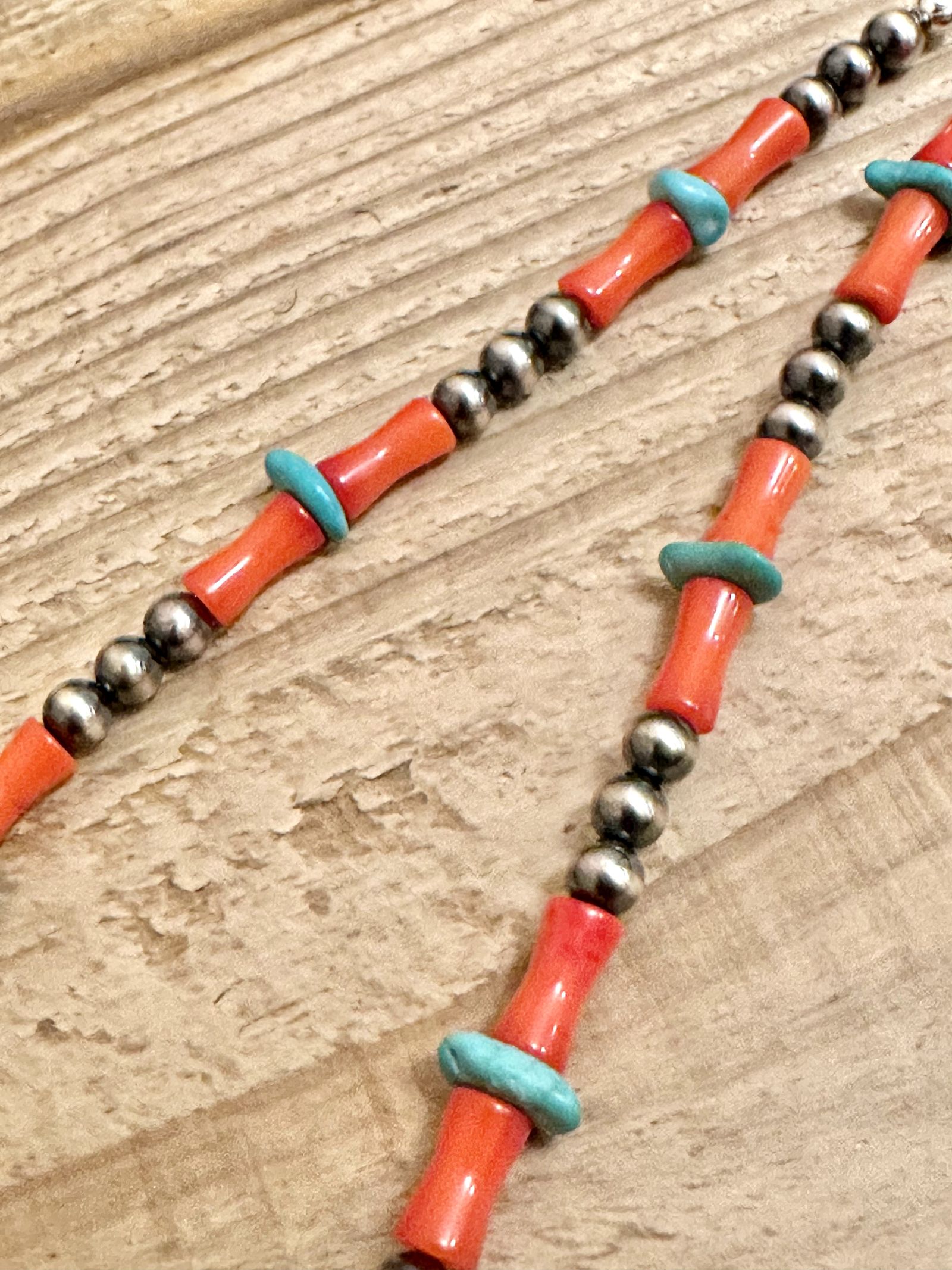 INDIAN JEWELRY - バンブーコーラル×ターコイズ×ナバホパール ビーズ