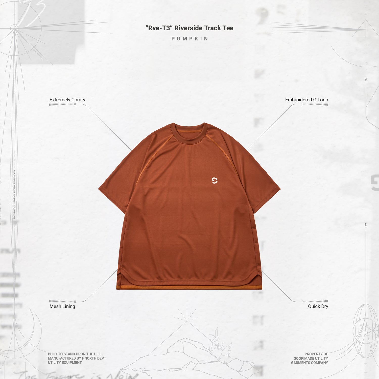 GOOPiMADE “Rve-T3“ Riverside Track Tee – narrative outdoor supply