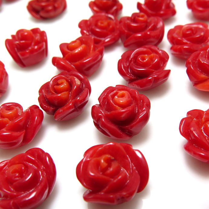 コーラル ルース 薔薇バラ （珊瑚・サンゴ）（染・レッド）/片穴