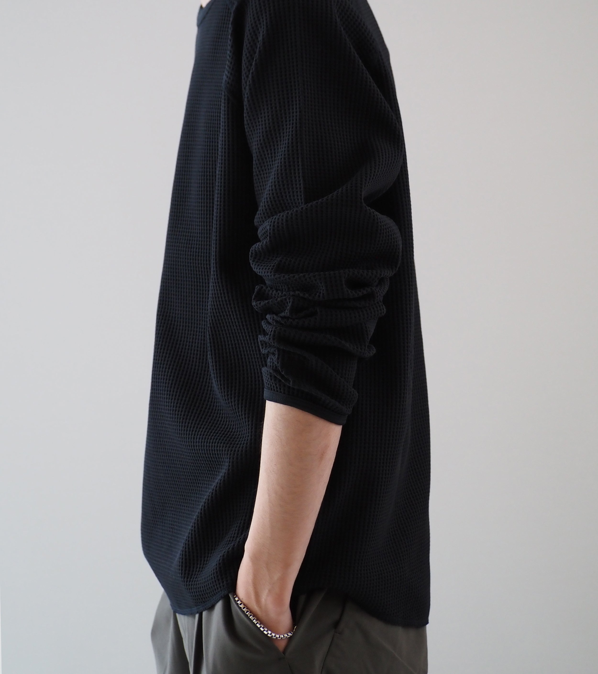 Goldwin ワッフルライトロングスリーブティーシャツ , Black – Navyblue