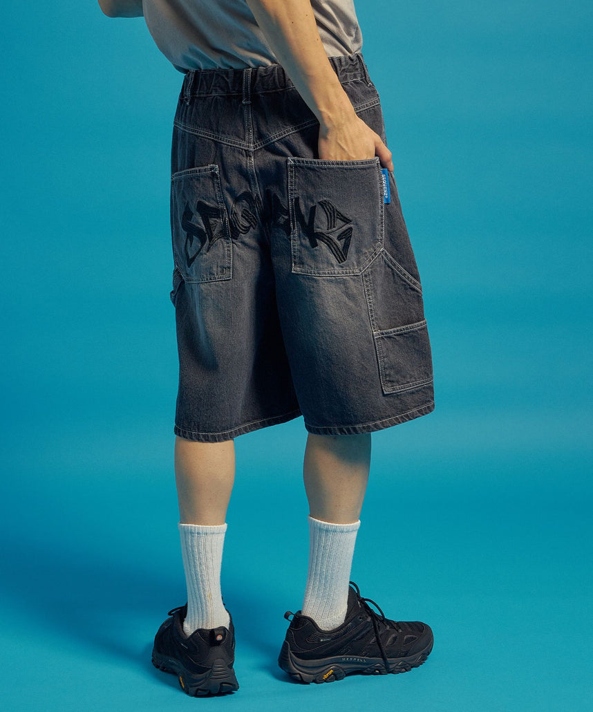SEQUENZ（シークエンズ）】BACK EMB. SHORT DENIM / デニム パンツ 半