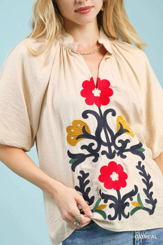 Umgee Embroidered Boho Puff Sleeve Blouse – Nellie Mae Boutique