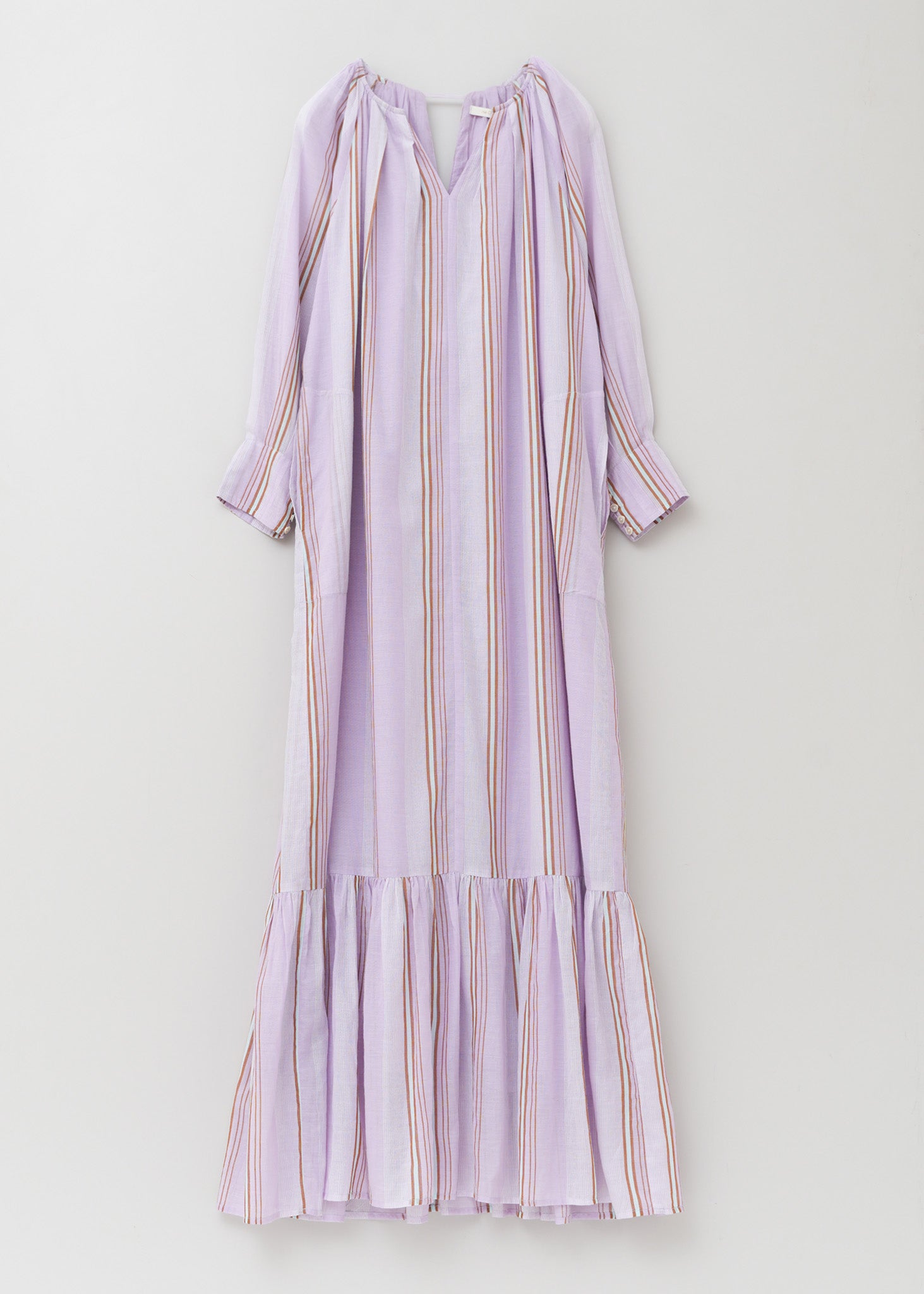 Cotton Voile Stripe Gather Neck Dress | Pasand by ne Quittez pas