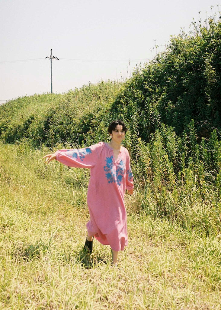 Cotton Linen Big Flower Embroidery Dress | Pasand by ne Quittez