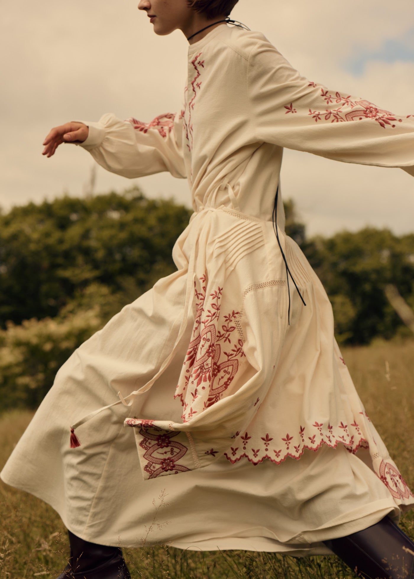 Crimp Cotton Anglaise Embroidery Dress | Pasand by ne Quittez pas