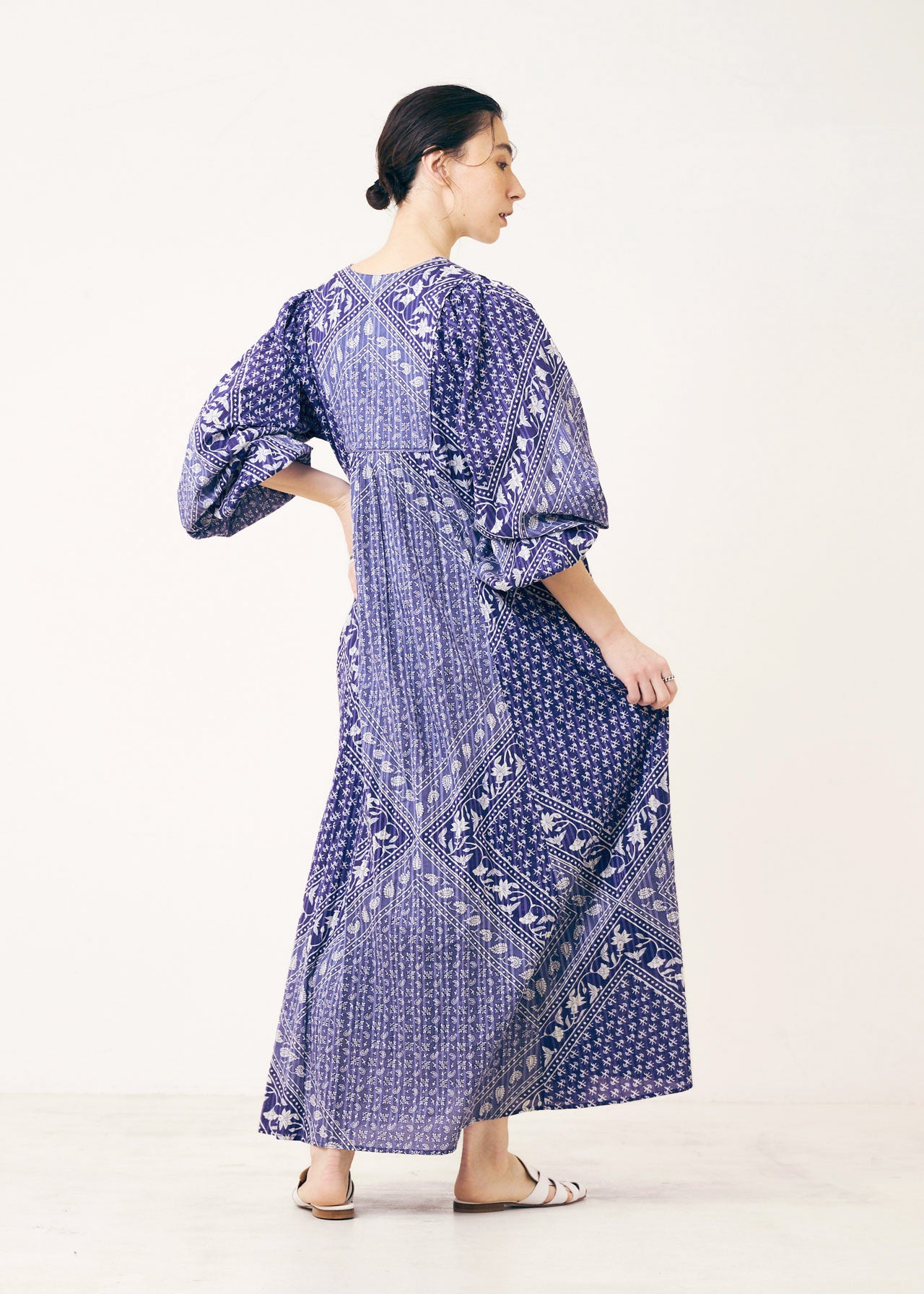 Cotton Lurex Scarf Print Dress | Pasand by ne Quittez pas | パサン