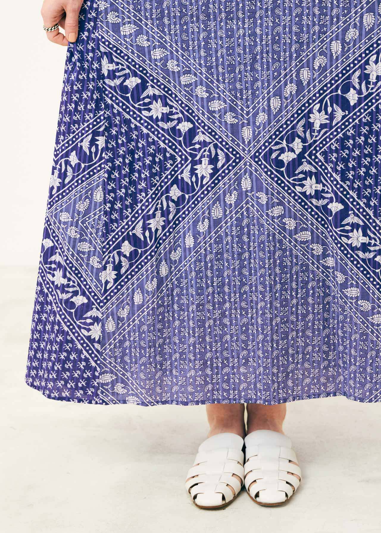 Cotton Lurex Scarf Print Dress | Pasand by ne Quittez pas | パサン