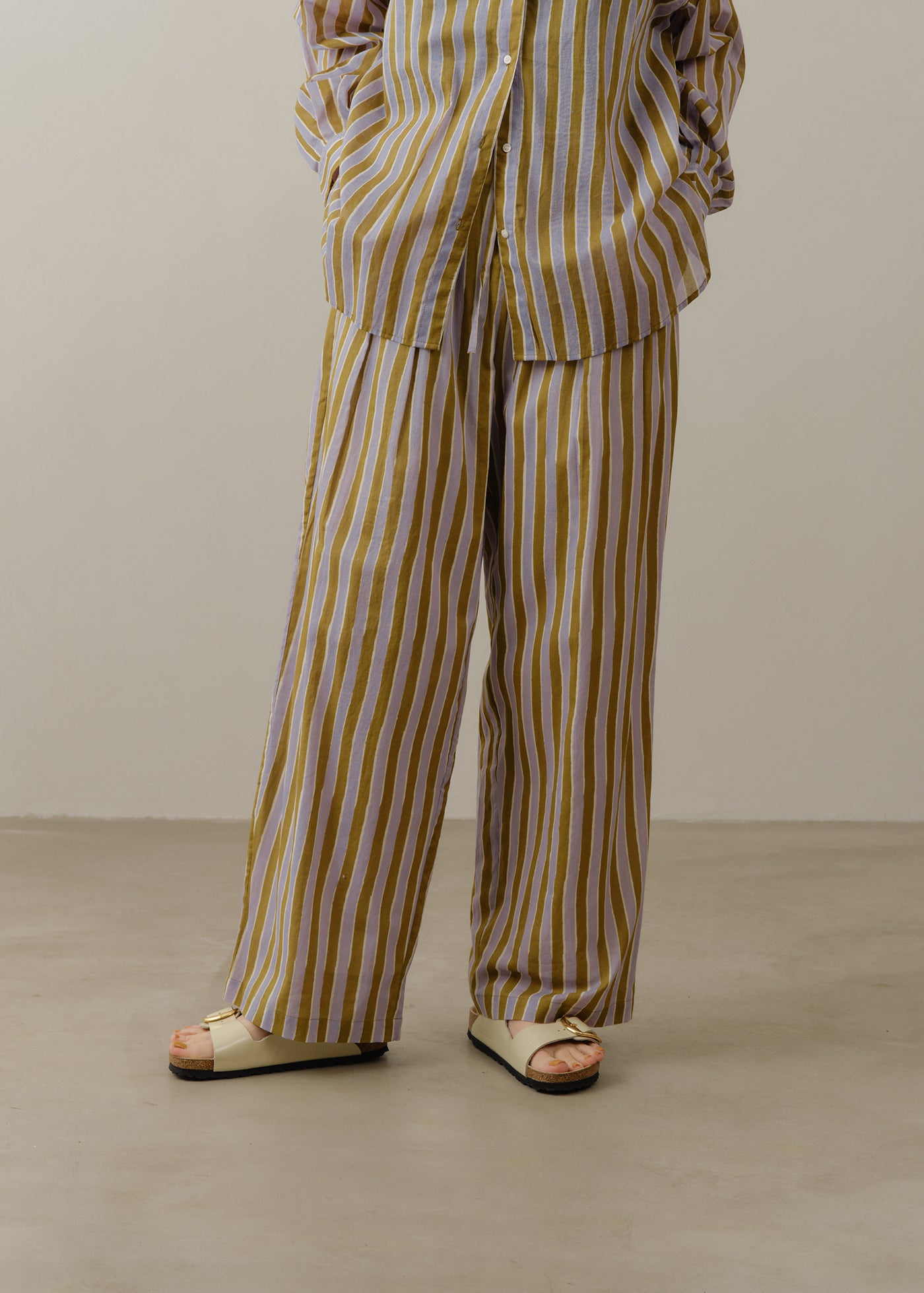 5月上旬お届け予定】Cotton Wave Stripe Print Pants | Pasand by ne
