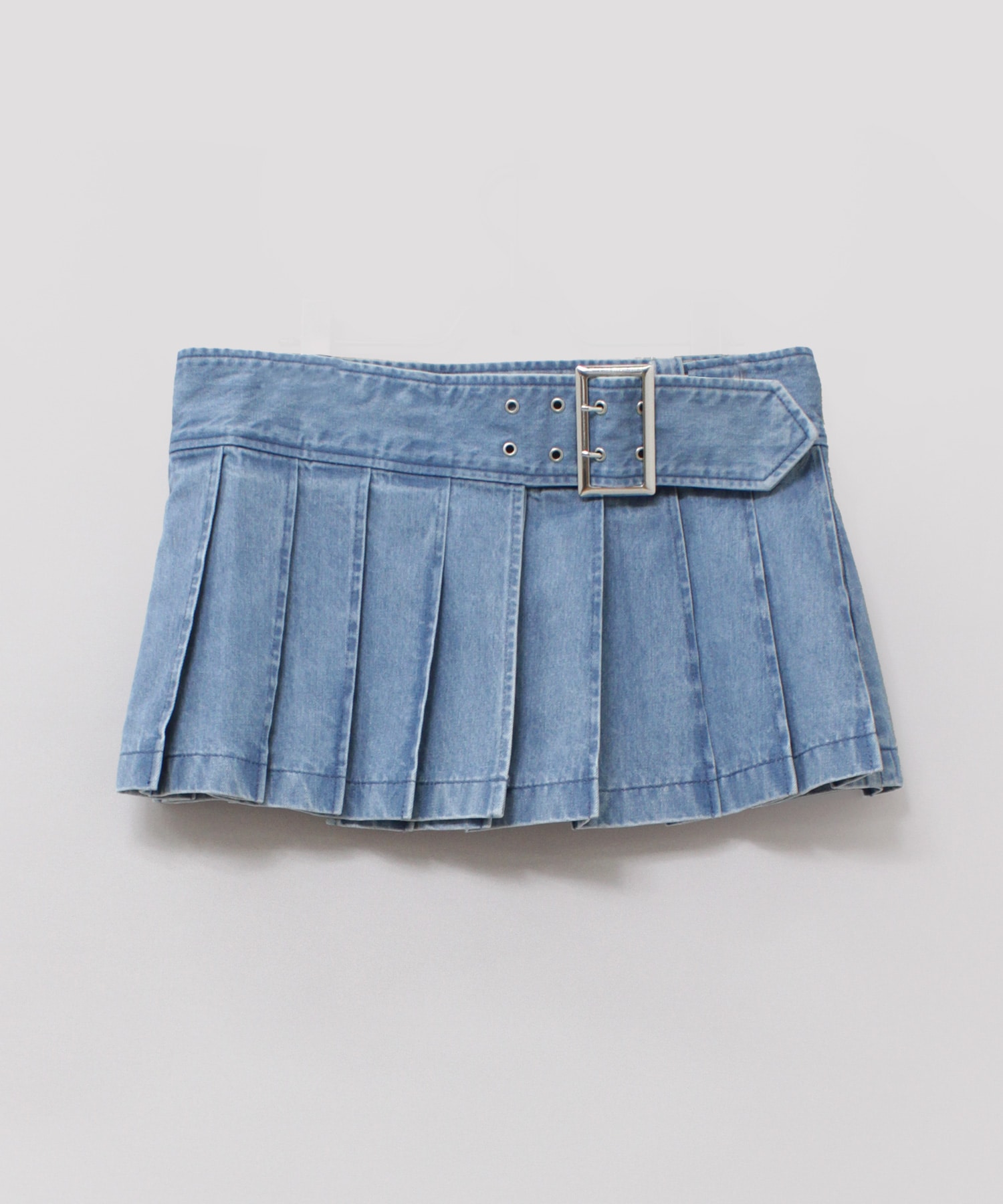 G1084 プリーツラップミニスカート(M インディゴブルー): スカート