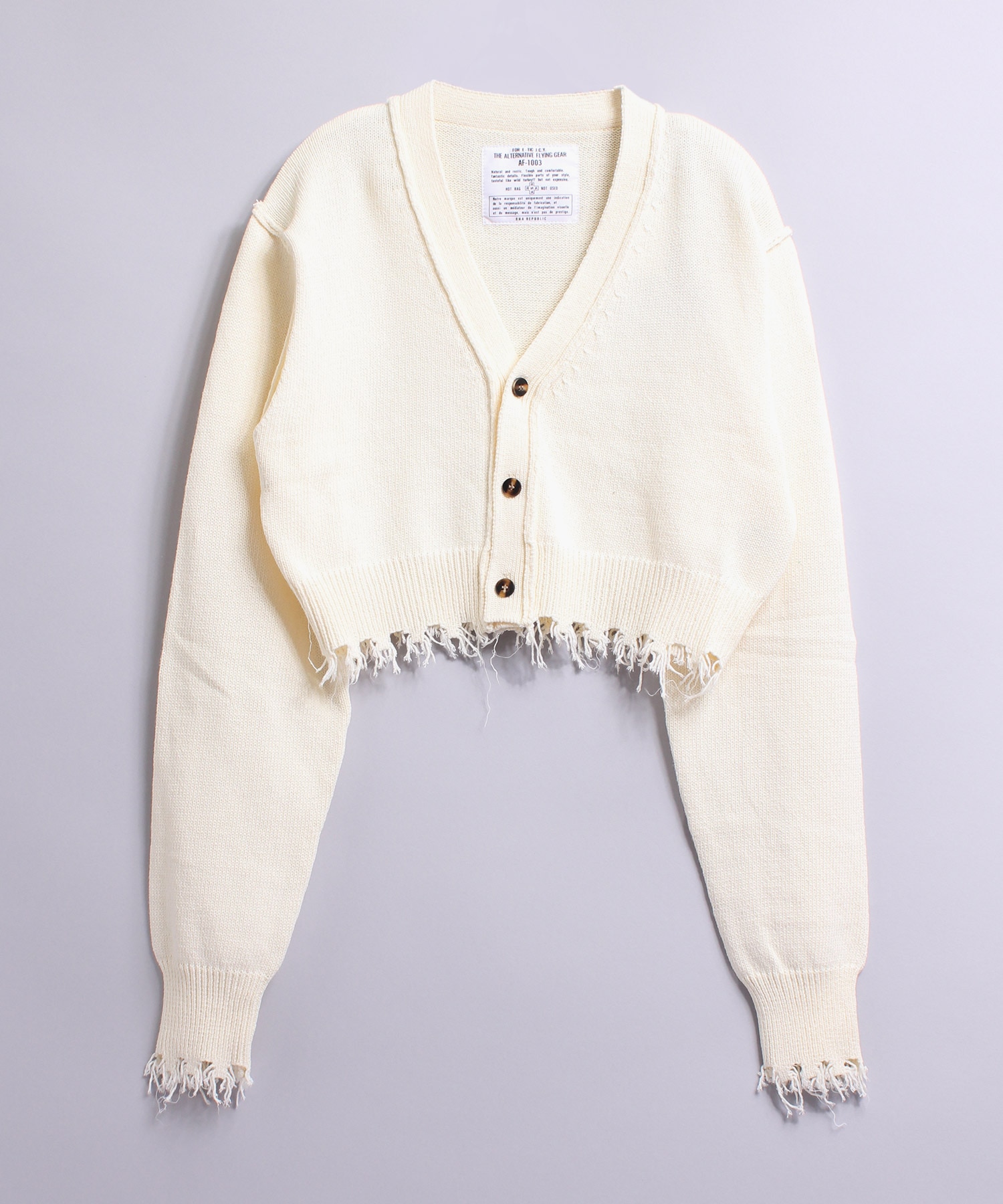 K2623 クロップドダメージカーディガン(M ホワイト): トップス - RNA