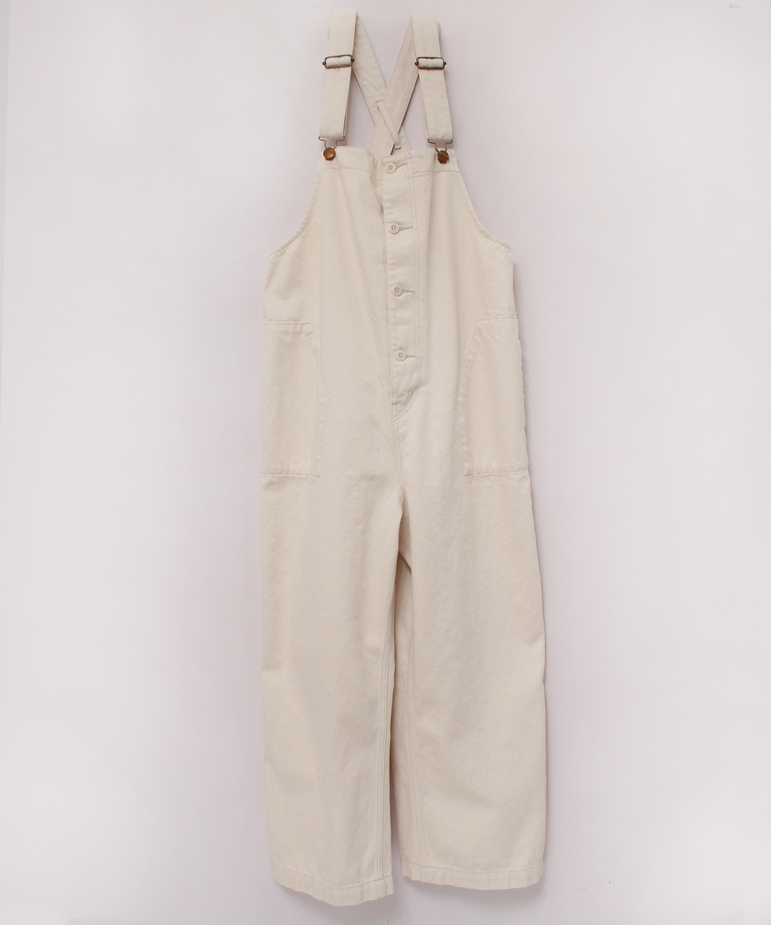 O0667 オーガニックコットンストレートオーバーオール(M キナリ