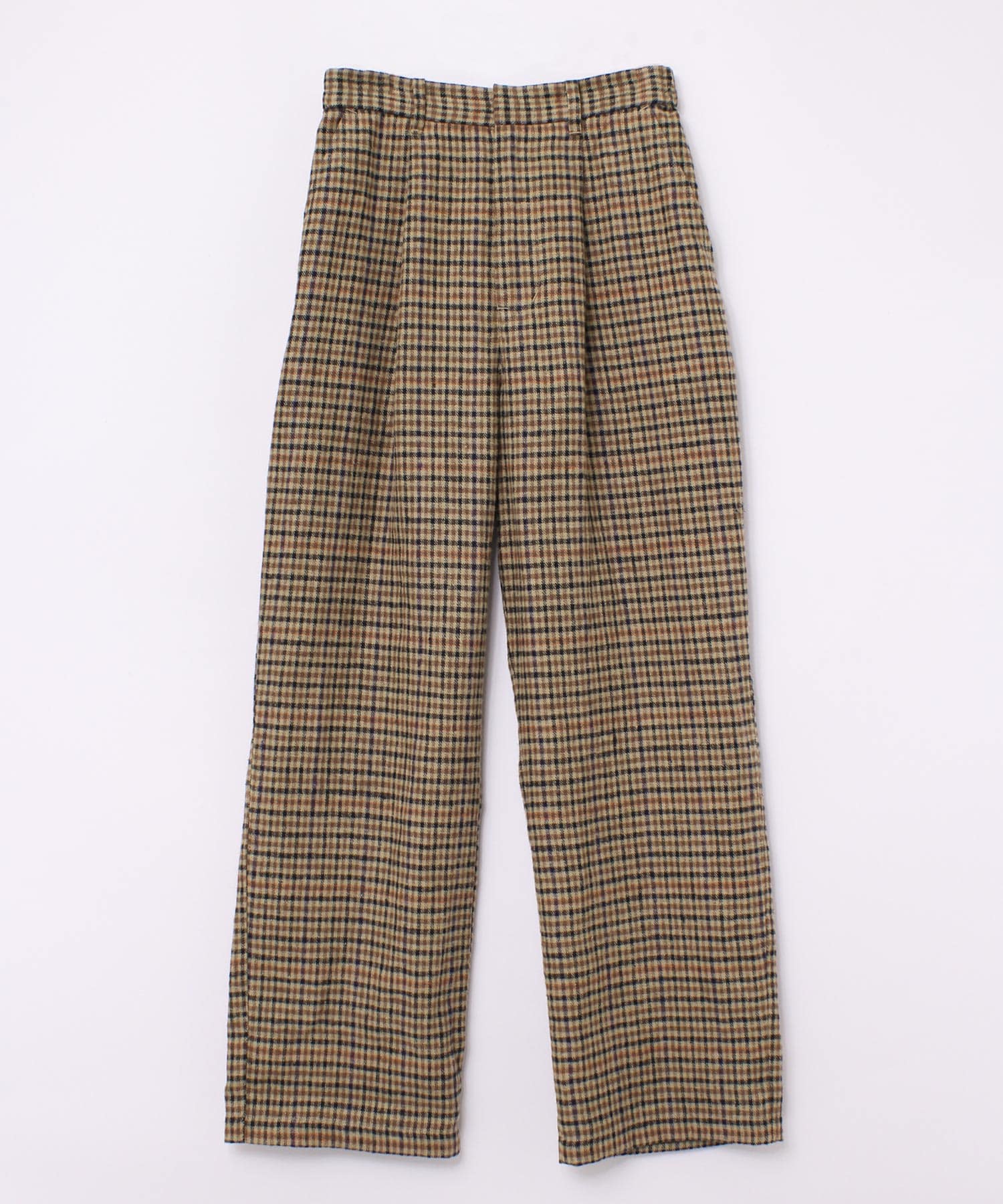 R4003 [N EXCLUSIVE]ヘリンボーンリネンチェックスラックス(M グレン