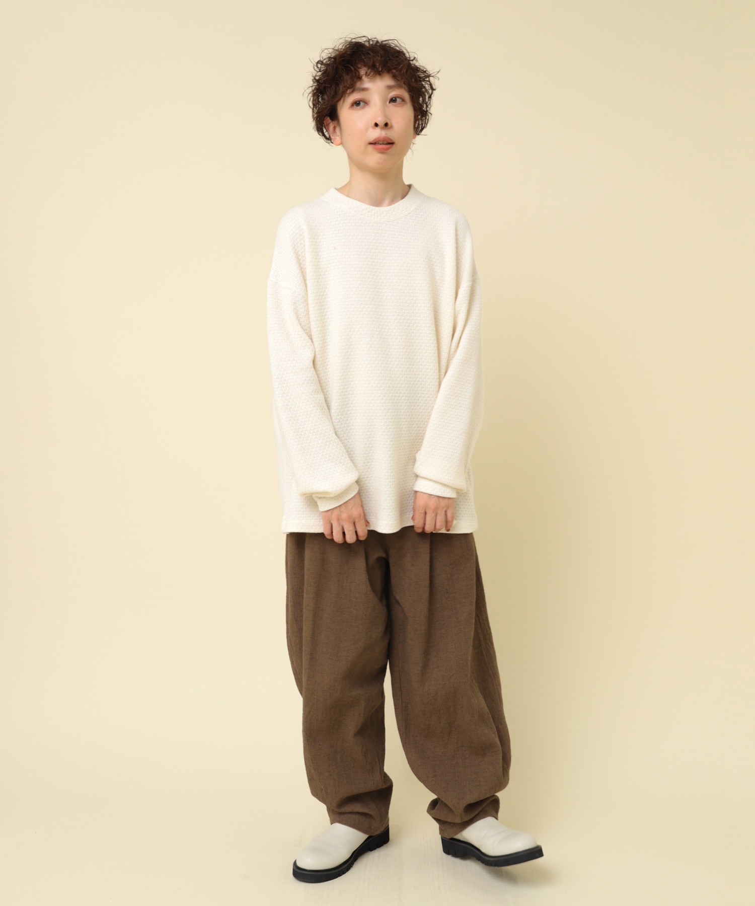 M2297 ハニカムジャガードワイドプルオーバー(M グレー): トップス