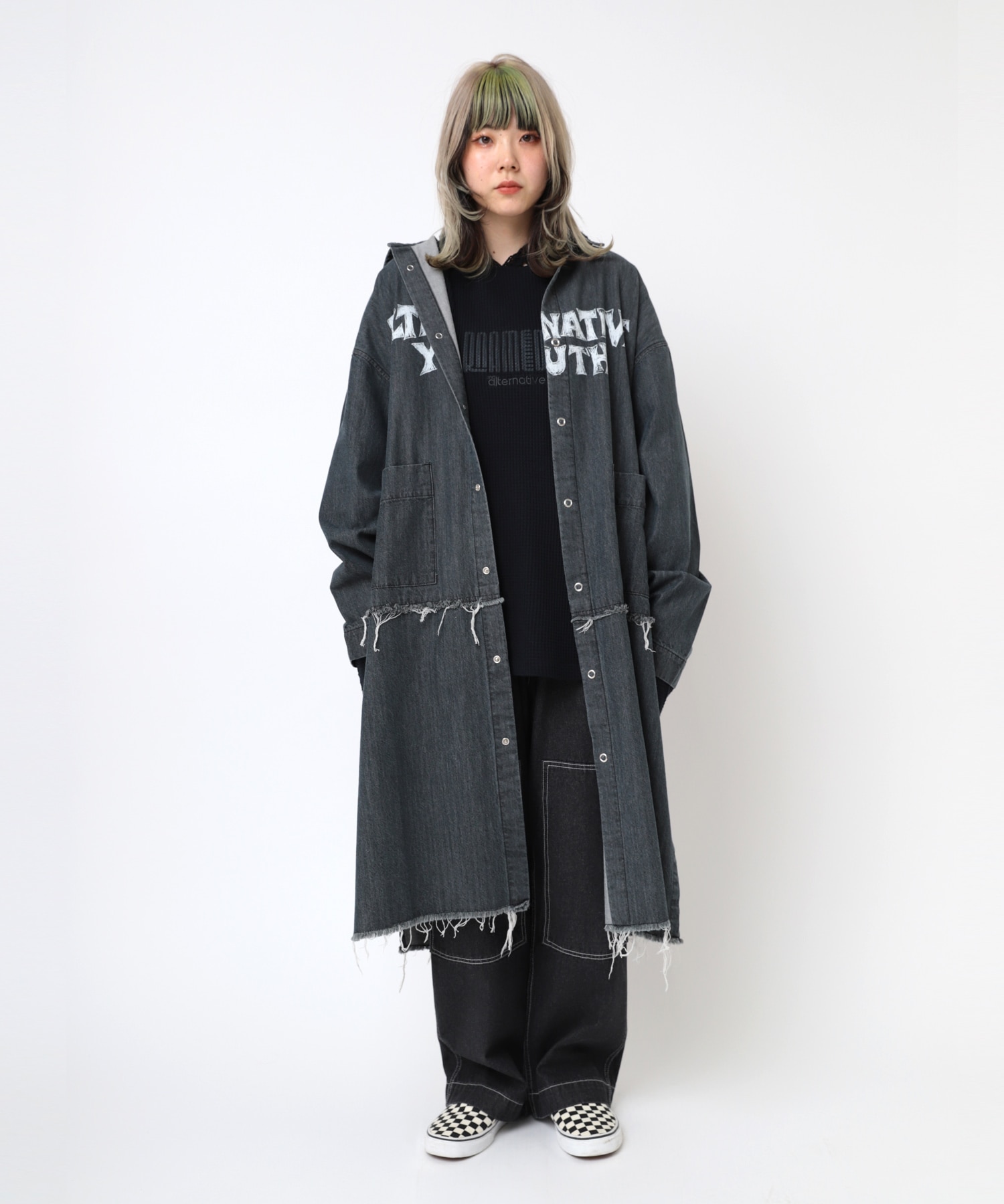 D1663 デニムロングシャツワンピース(M インディゴブルー): ワンピース