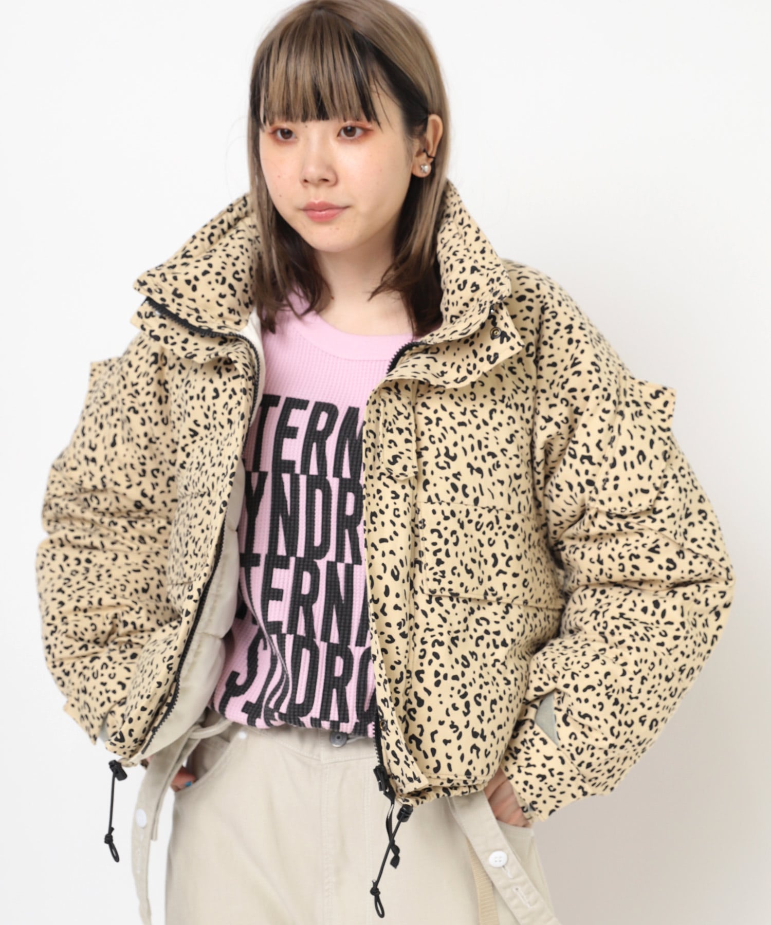 J2128 ボールパディング ショートジャケット(M ヒョウ柄): アウター