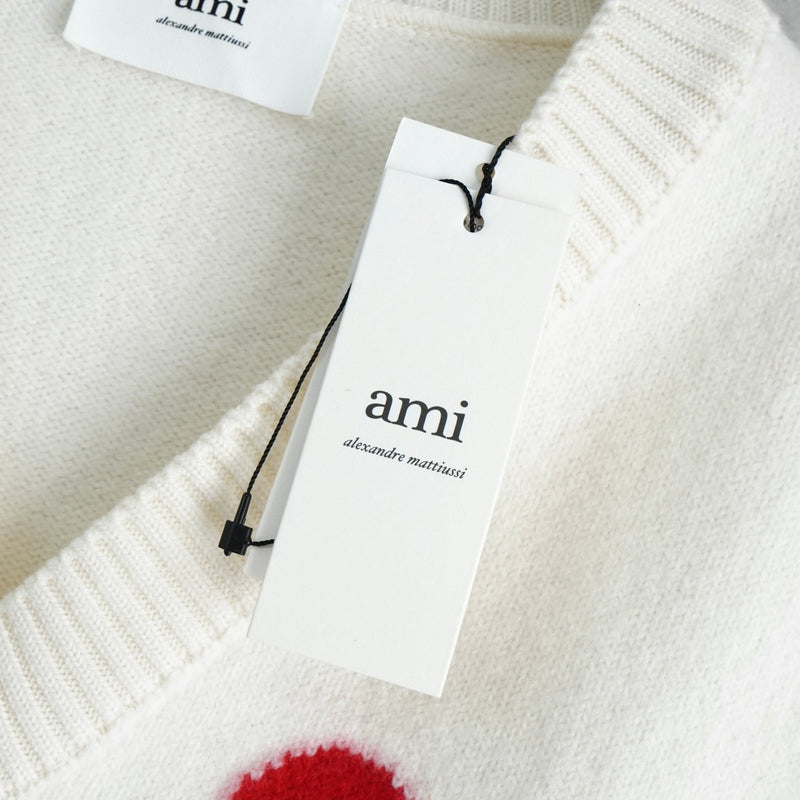 アミ パリ アミパリ ニットベスト ハートロゴ アイボリー タグ付き未
