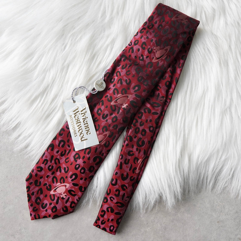 ヴィヴィアン ウエストウッド オーブロゴ レオパード ネクタイ レッド