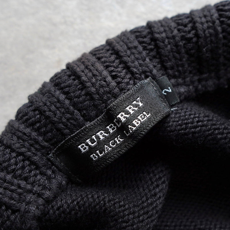 バーバリー ノバチェック リブニットパーカー ダブルジップ ブラック M