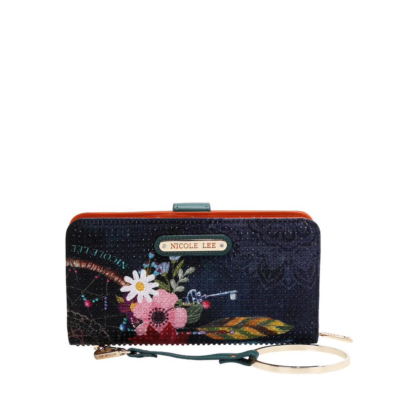 NL Signature Bifold Wallet with Optional Metal Wristlet Strap