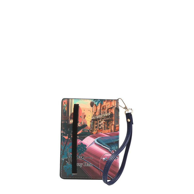 Fashion Print Passport Wallet Wristlet with Pen Holder, Card Slots