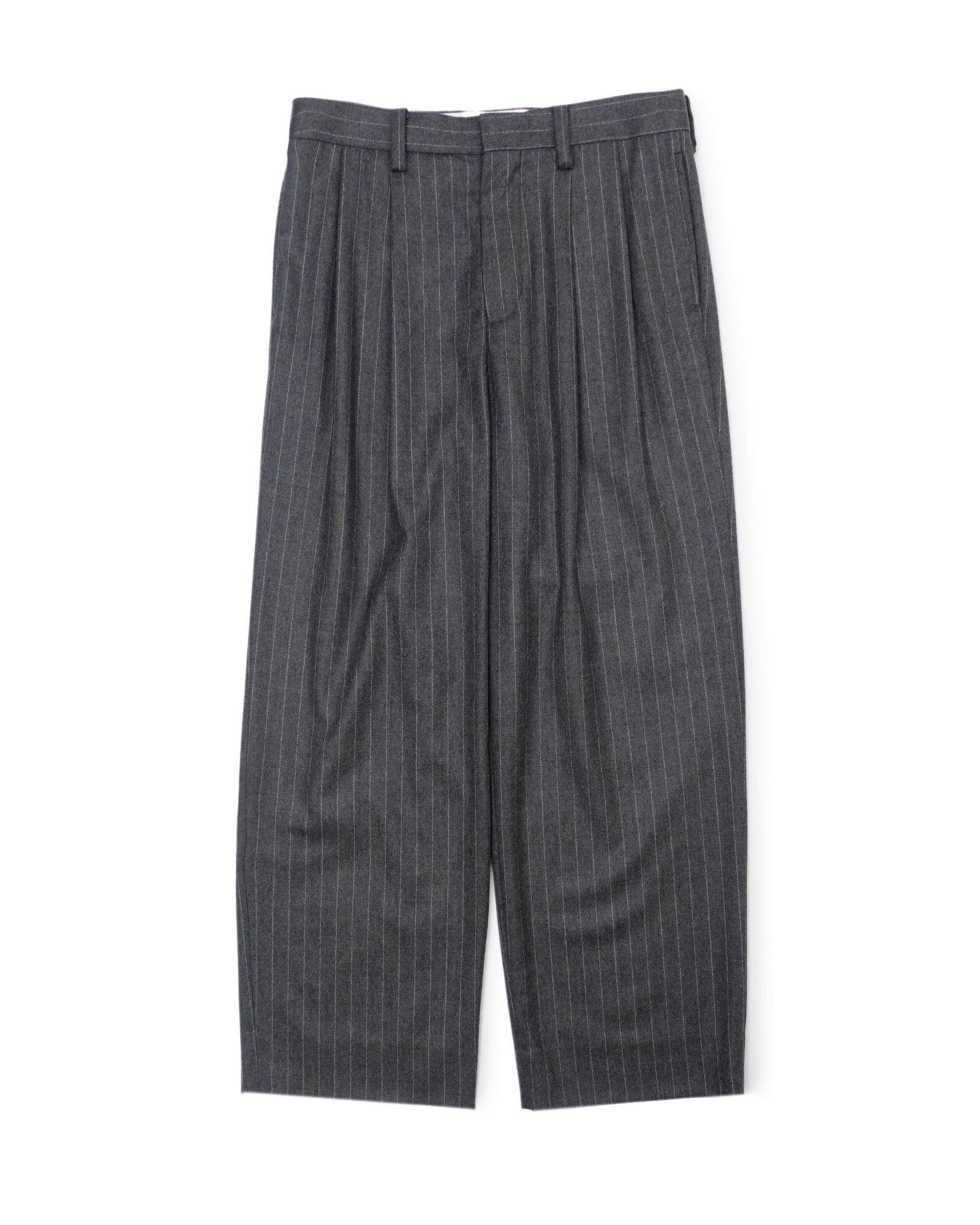 UNIVERSAL PRODUCTS - WOOL 2 TUCK TROUSERS（GRAY STRIPE） | niki