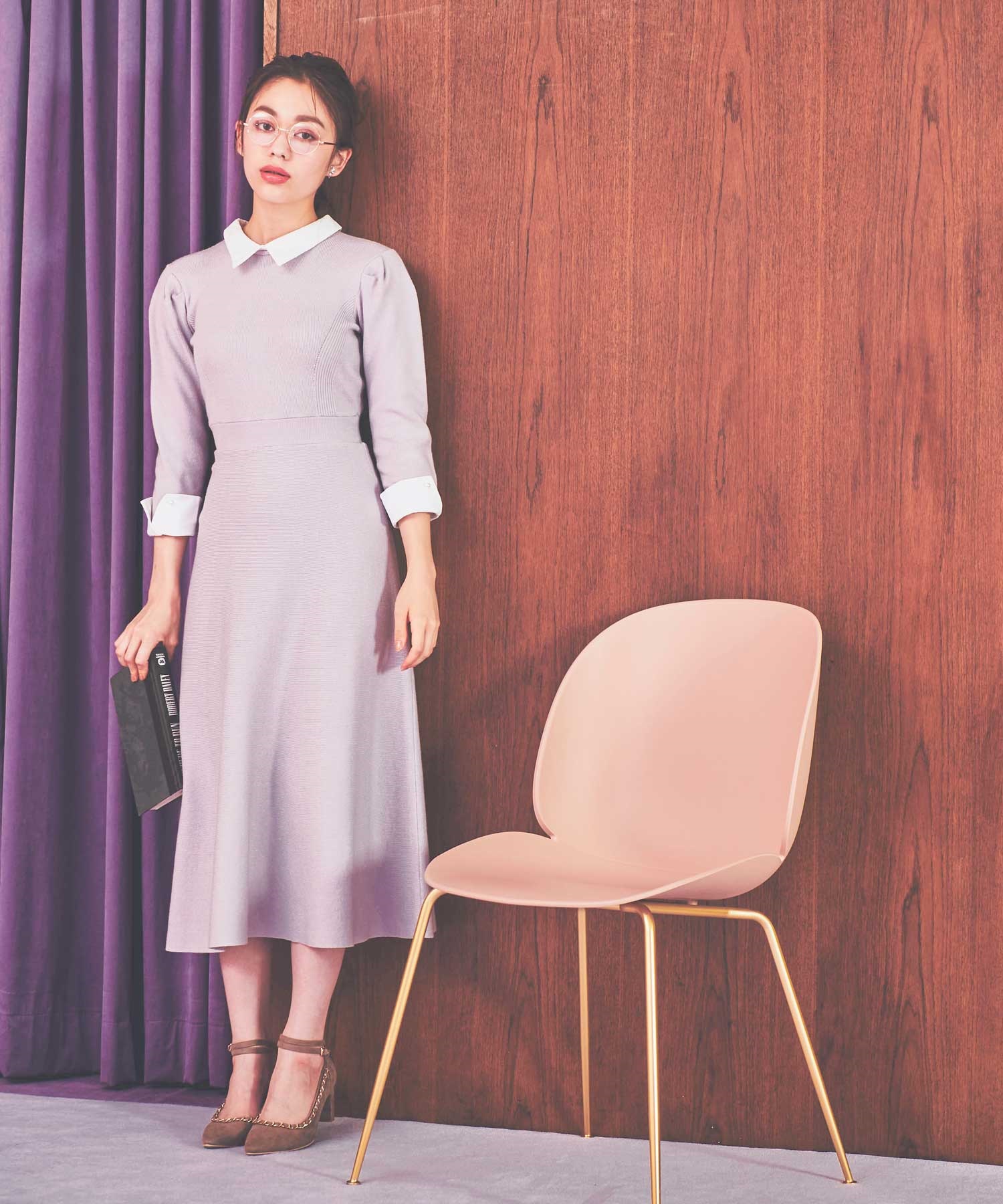 カラーデザインカフスニットワンピ | ニットワンピース | NOELA