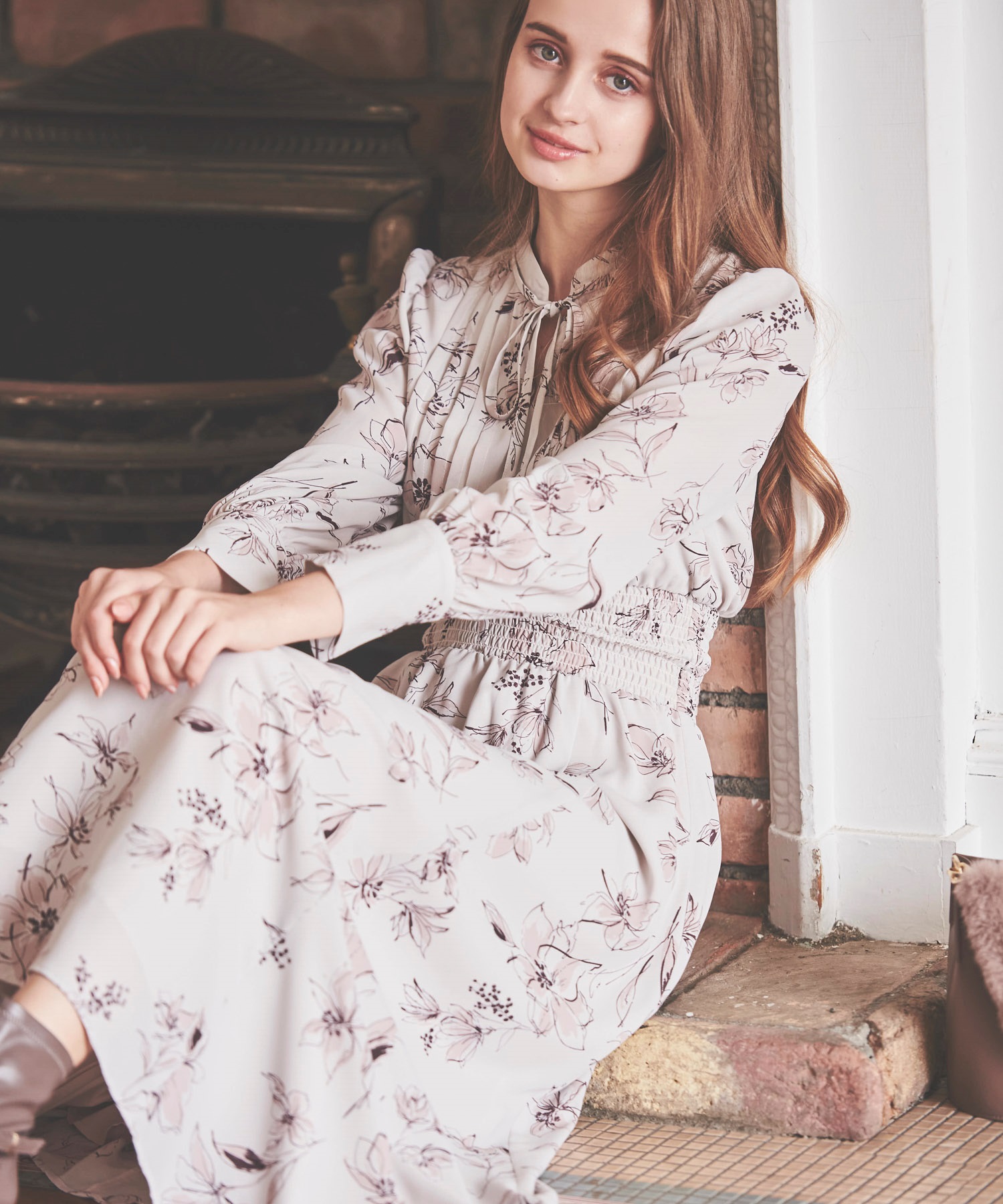 フラワーボウタイワンピース | ロングワンピース | NOELA OFFICIAL WEB