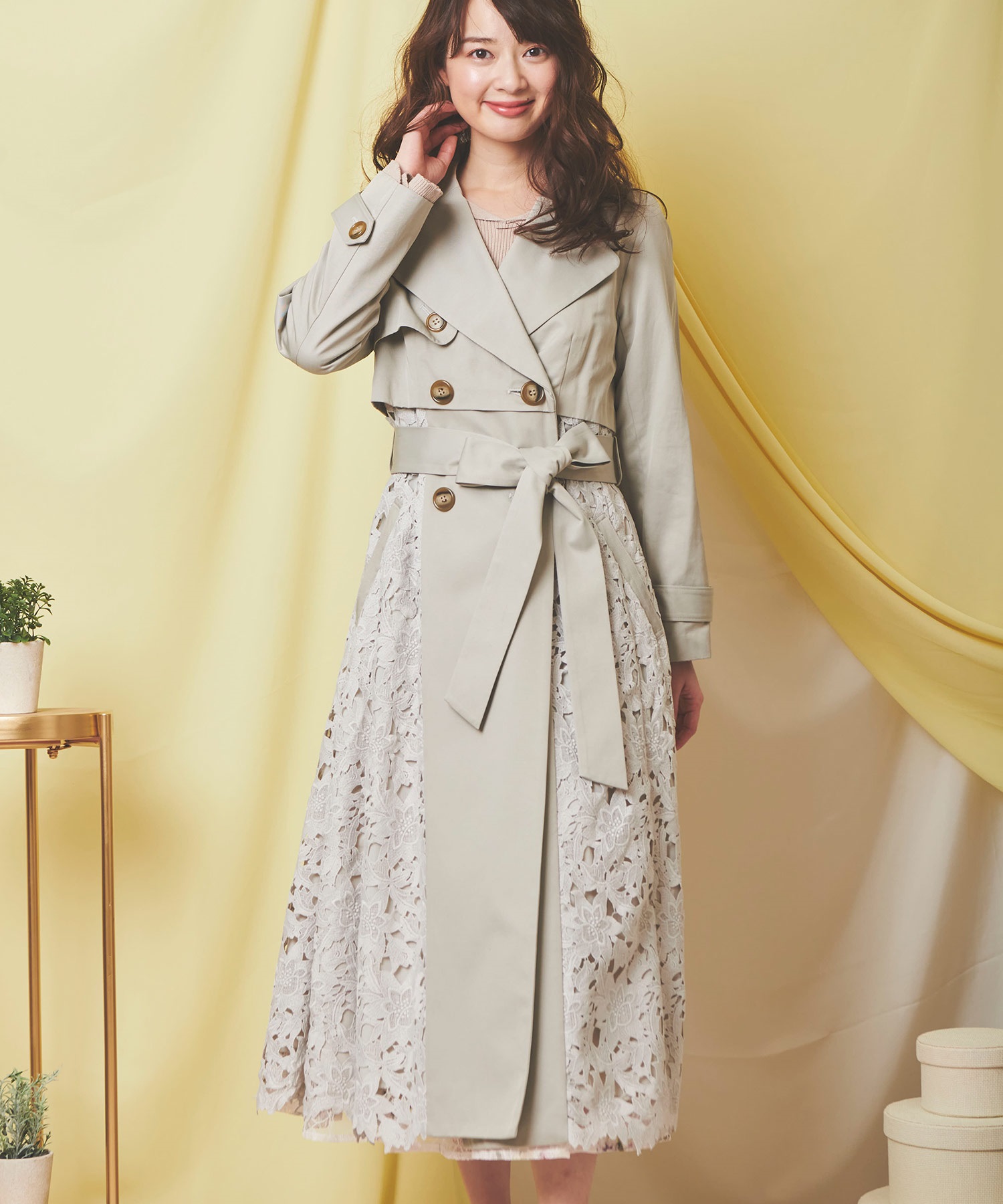 レースコンビトレンチコート | コート | NOELA OFFICIAL WEB STORE