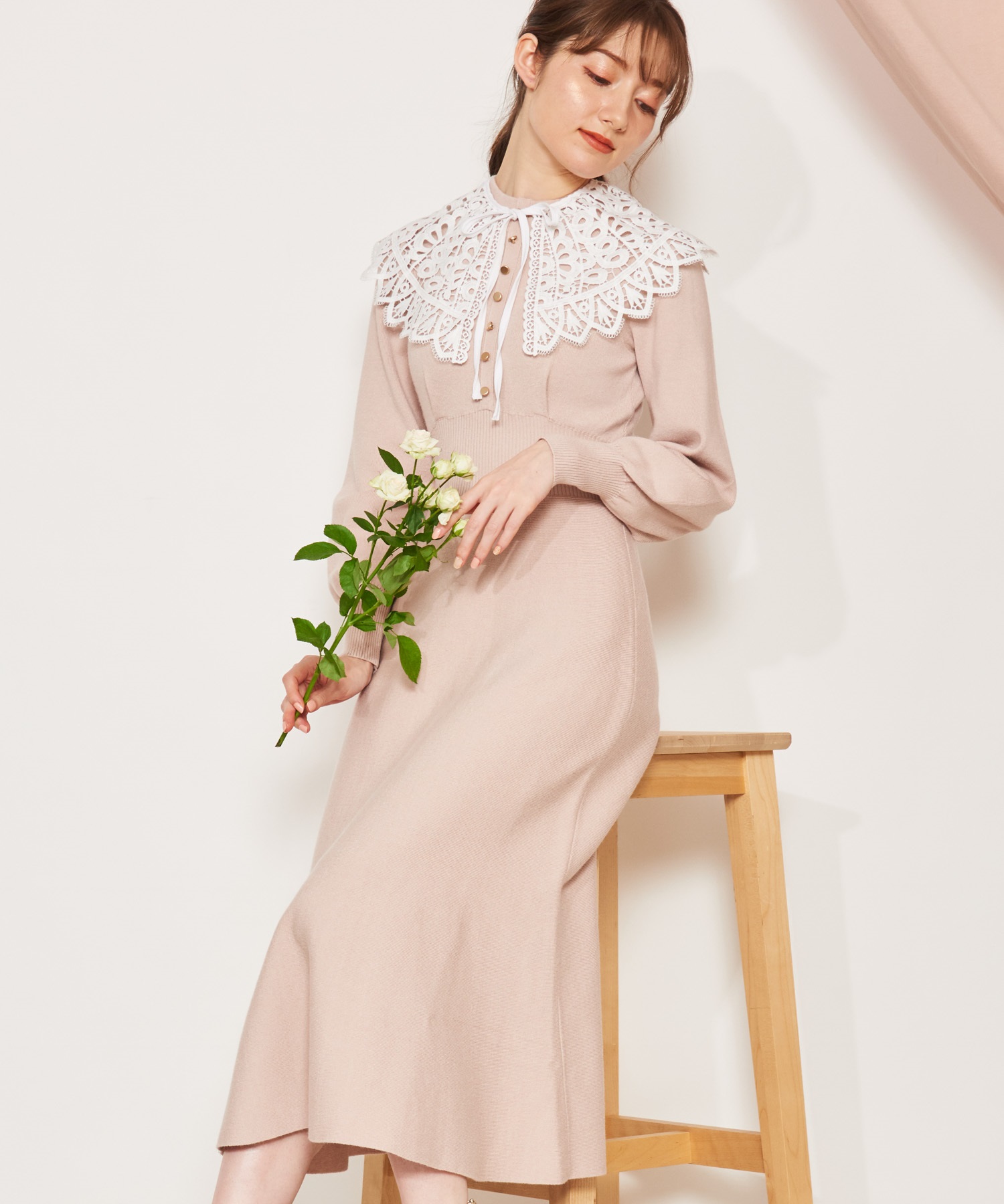 レース衿マーメイドニットワンピ | ニットワンピース | NOELA OFFICIAL