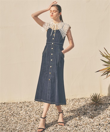 レースアップデニムキャミワンピ | キャミワンピース | NOELA OFFICIAL