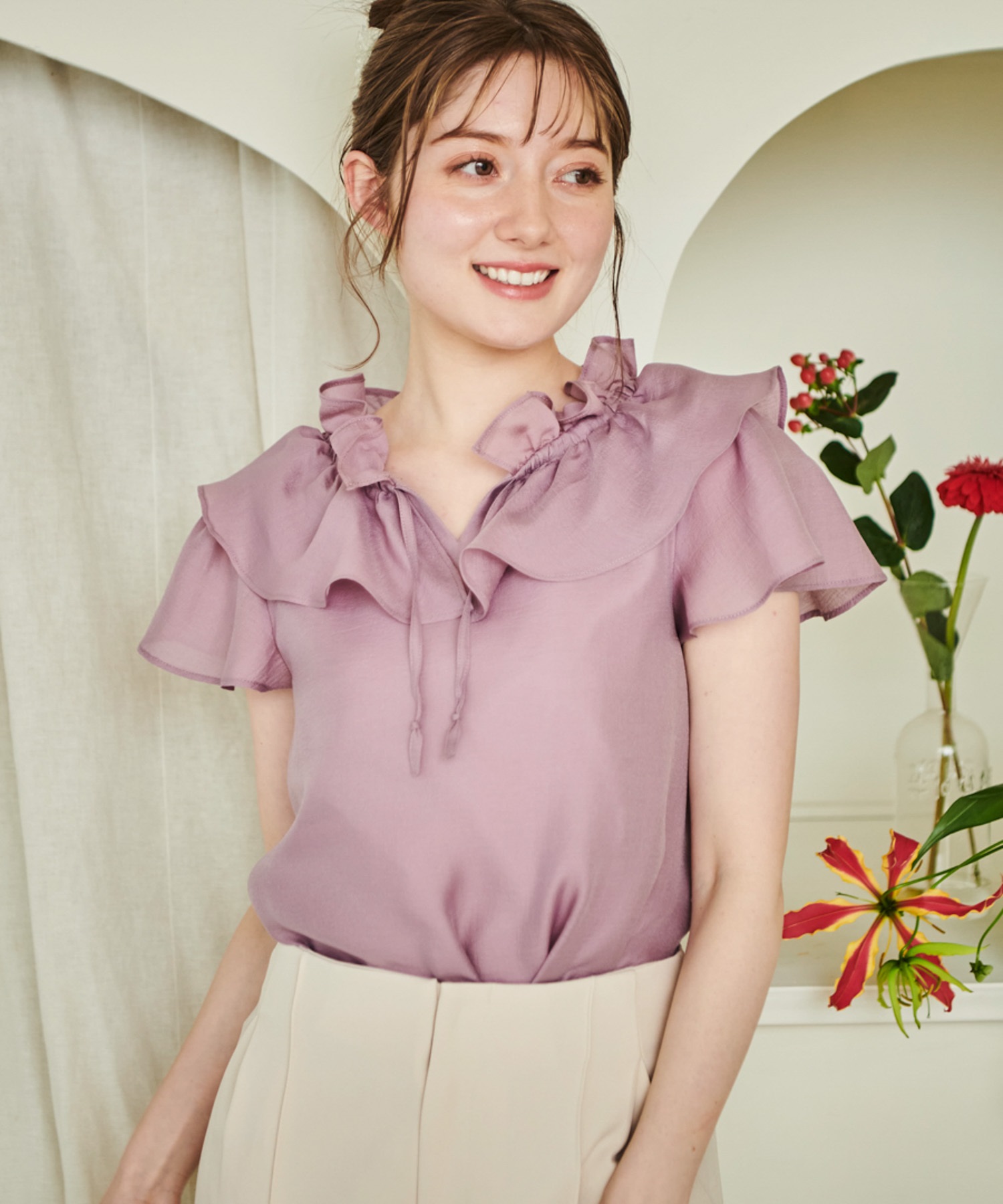 シアーフリルネックブラウス | シャツ・ブラウス | NOELA OFFICIAL WEB