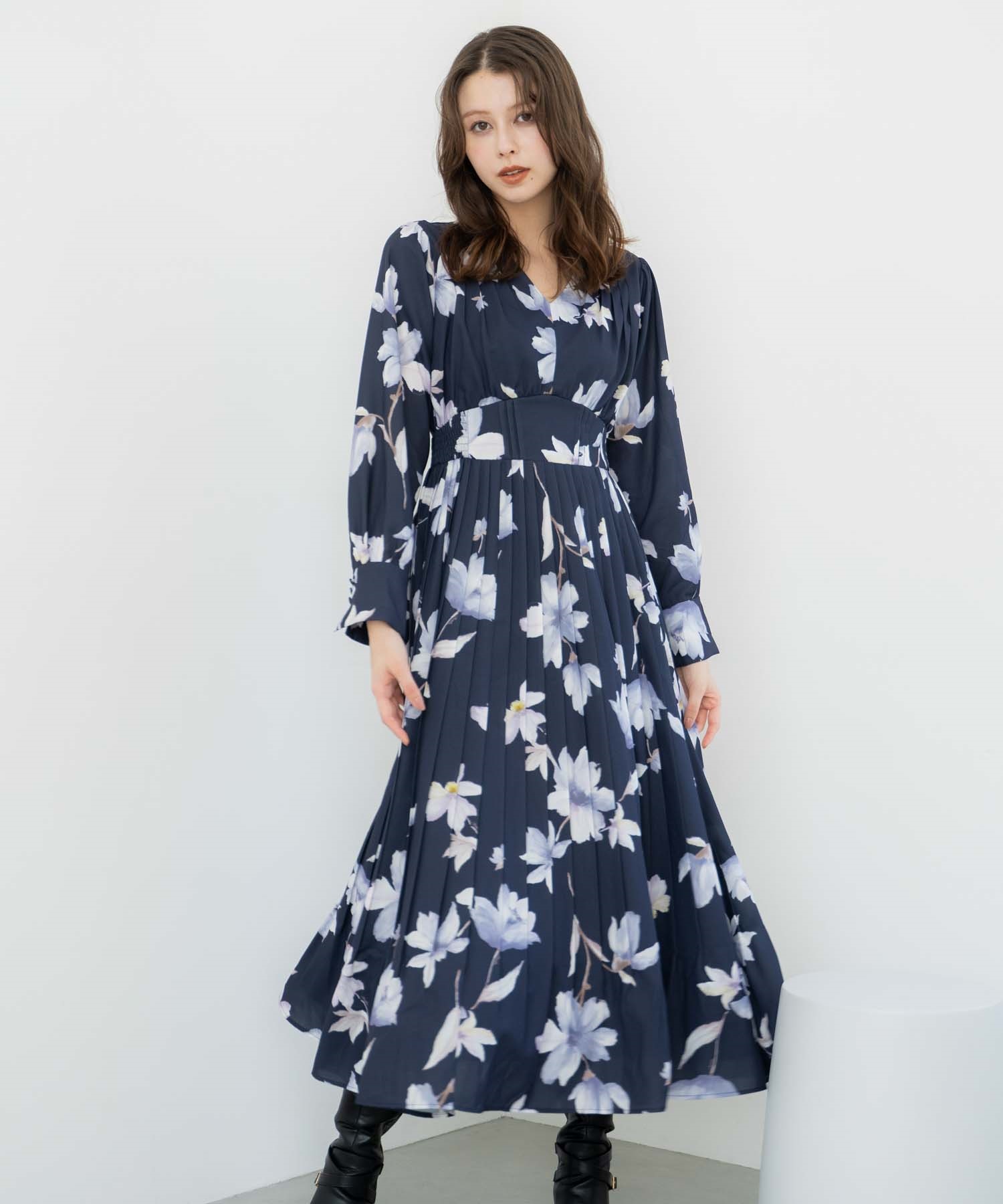 ビッグフラワープリーツワンピース | ロングワンピース | NOELA