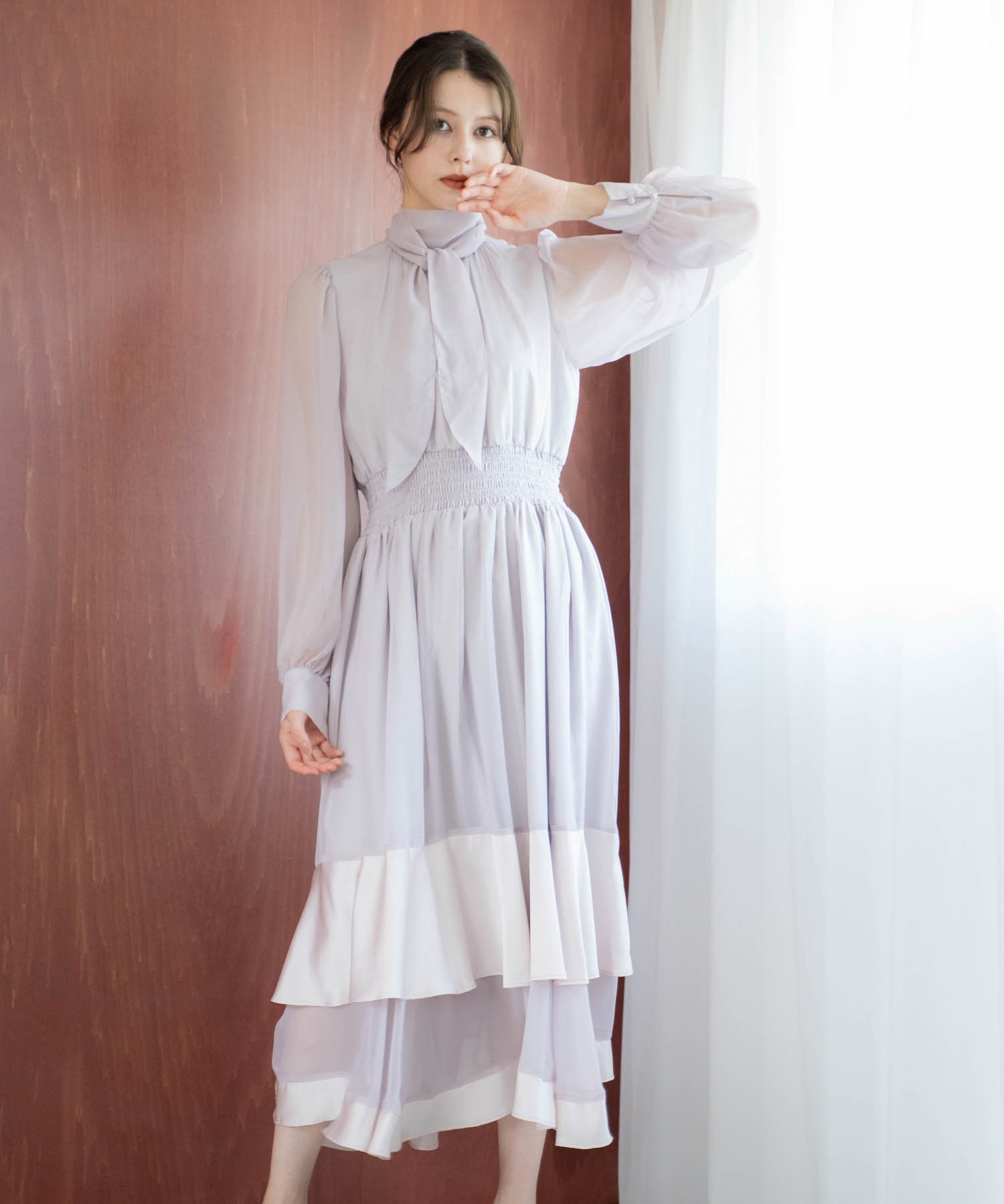 シアーサテンコンビワンピース | ロングワンピース | NOELA OFFICIAL