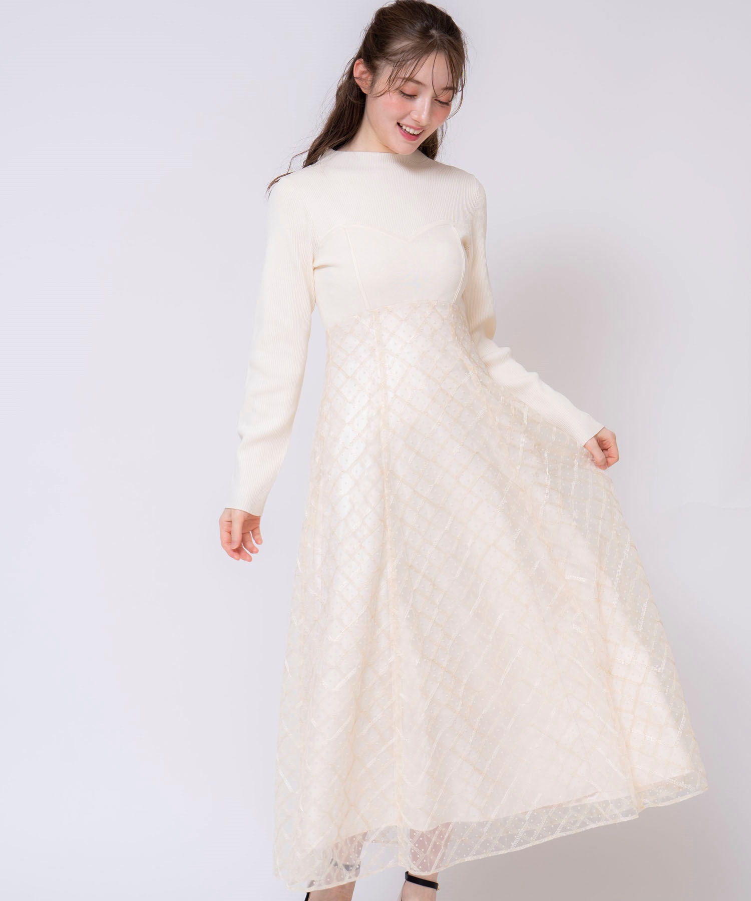 ラメチェックドッキングニットワンピース | ニットワンピース | NOELA