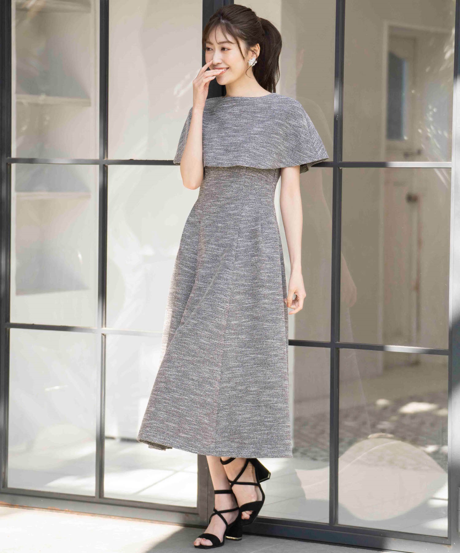 WEB限定】【SSサイズあり】ケープ付きワンピース | ロングワンピース