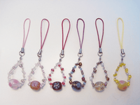 とんぼ玉 ビーズワイヤーストラップ（黒） STW-12｜ハンドメイドの携帯