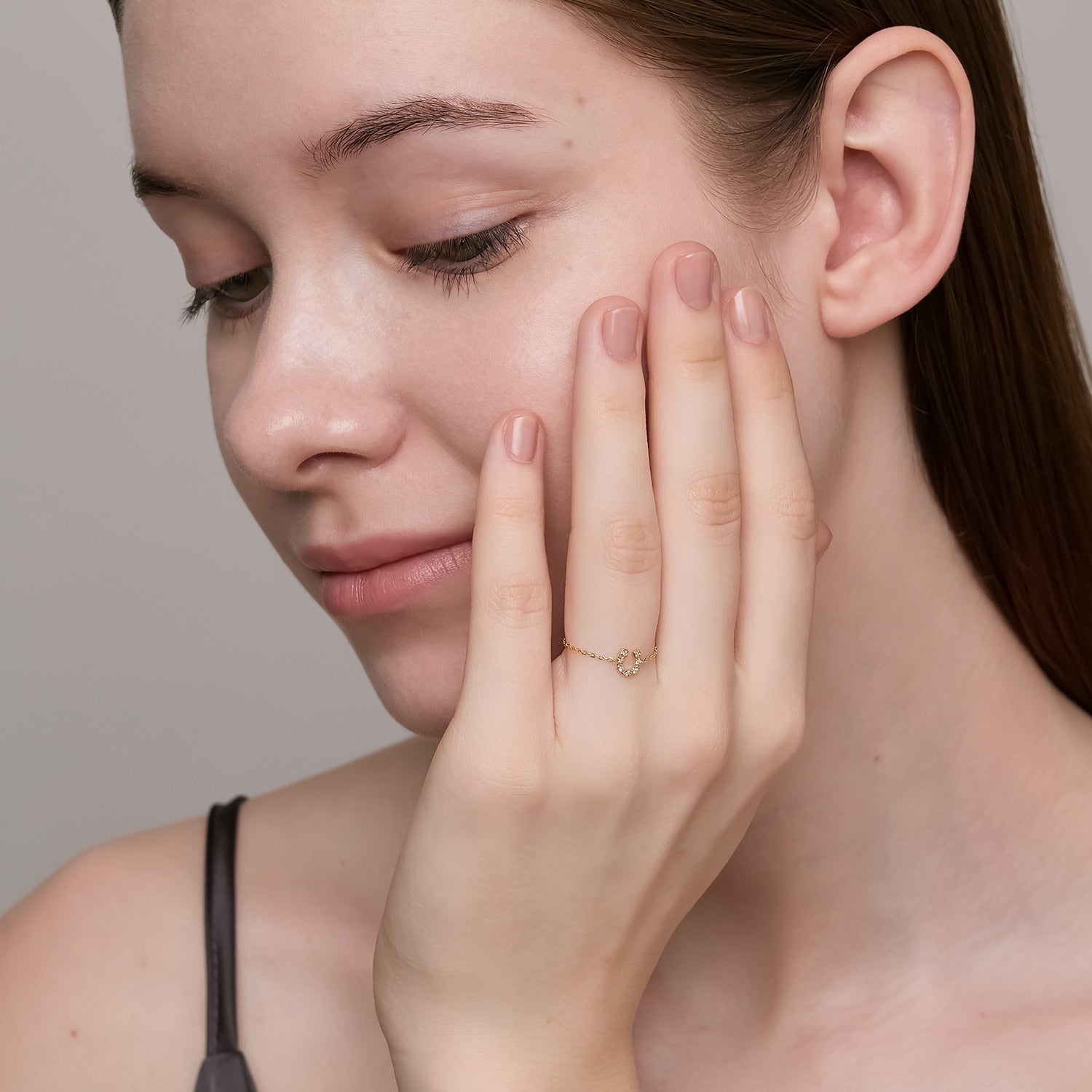 Tiny Motif】K10ダイヤモンドシューチェーンリング（0.02ct）｜リング