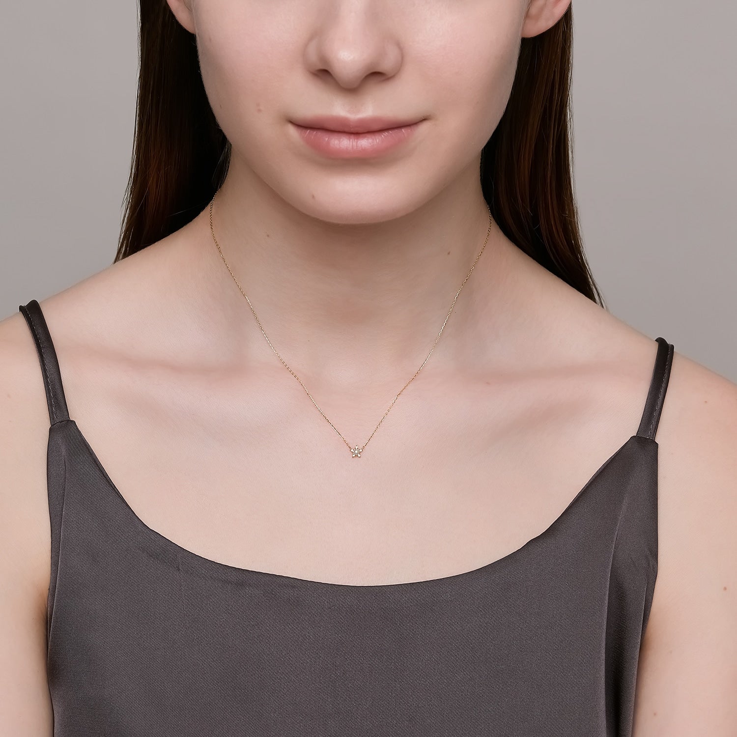 Tiny Motif】K10ダイヤモンドスターネックレス（0.02ct）｜ネックレス