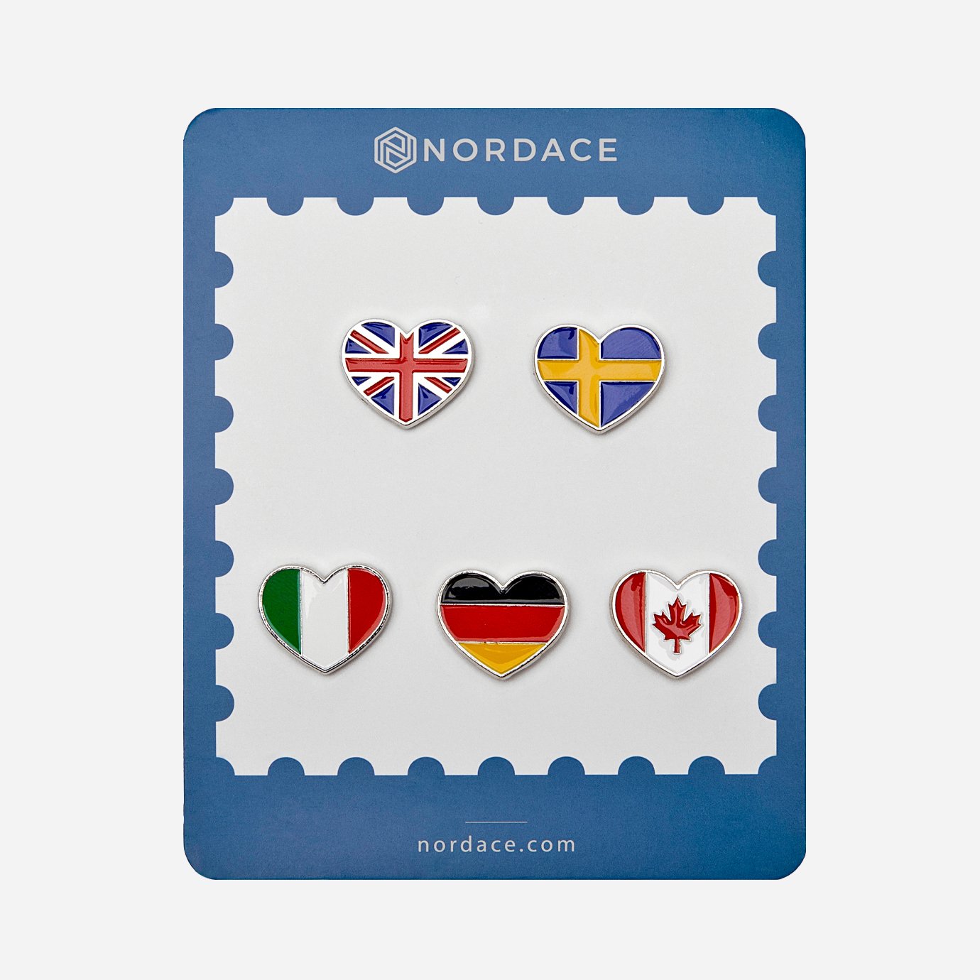 Nordace 5ヶ国ハートピンバッジ