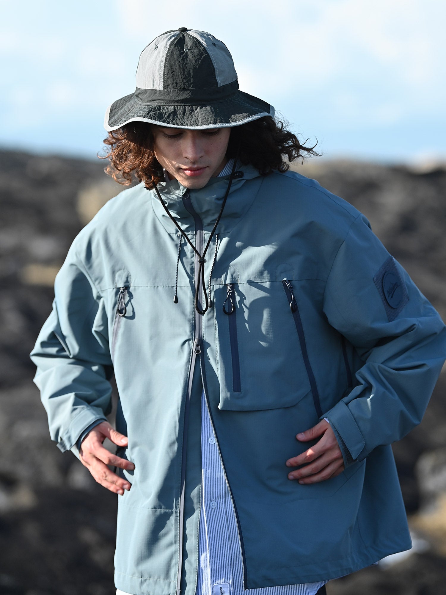 防水・防汚・防油】Tag Sleeve hooded Wind Breaker /マウンテン