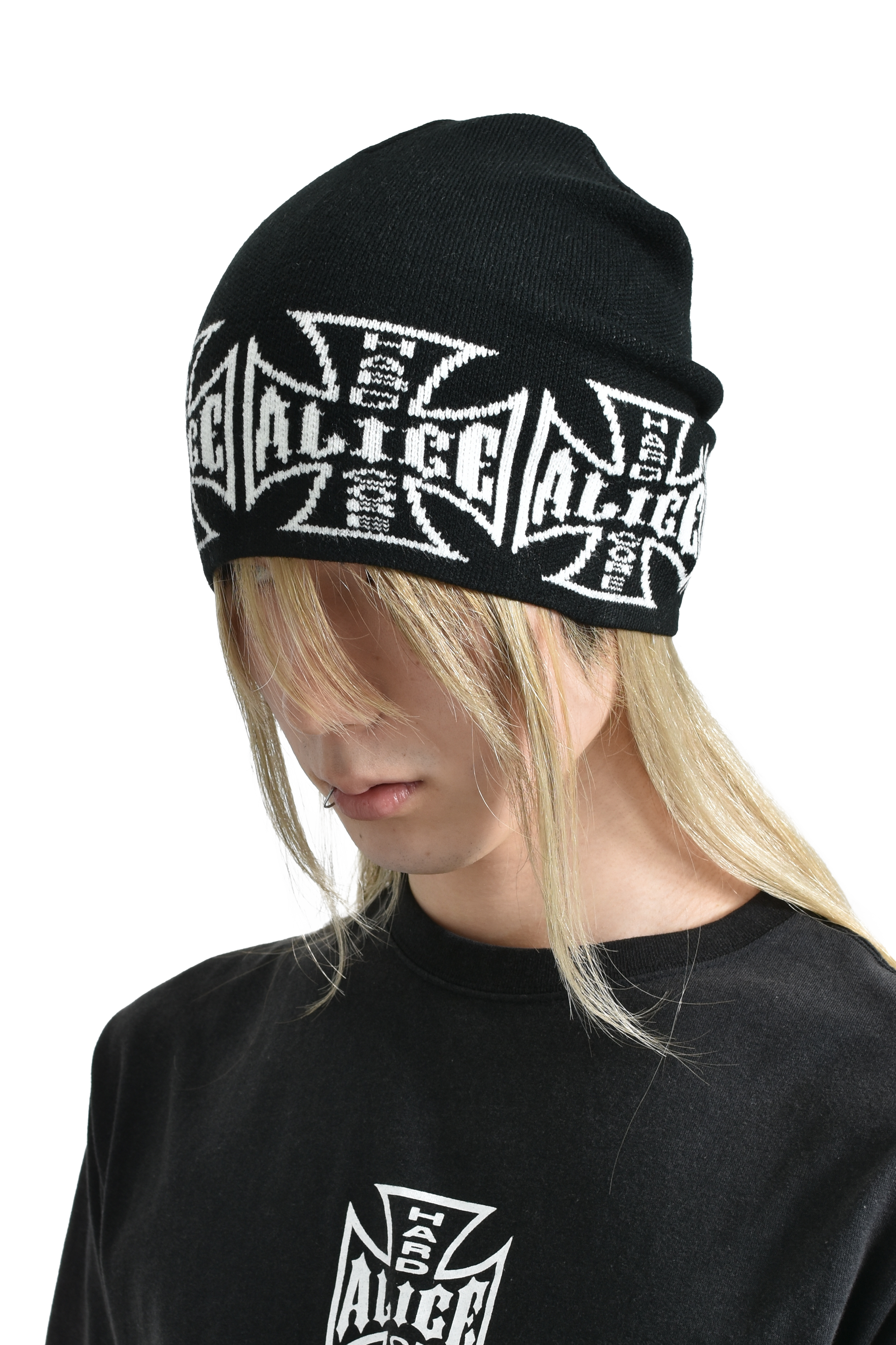 ALICE HOLLYWOOD SS25 TOKYO EXCLUSIVE JACUARD CHOPPER BEANIE / BLK