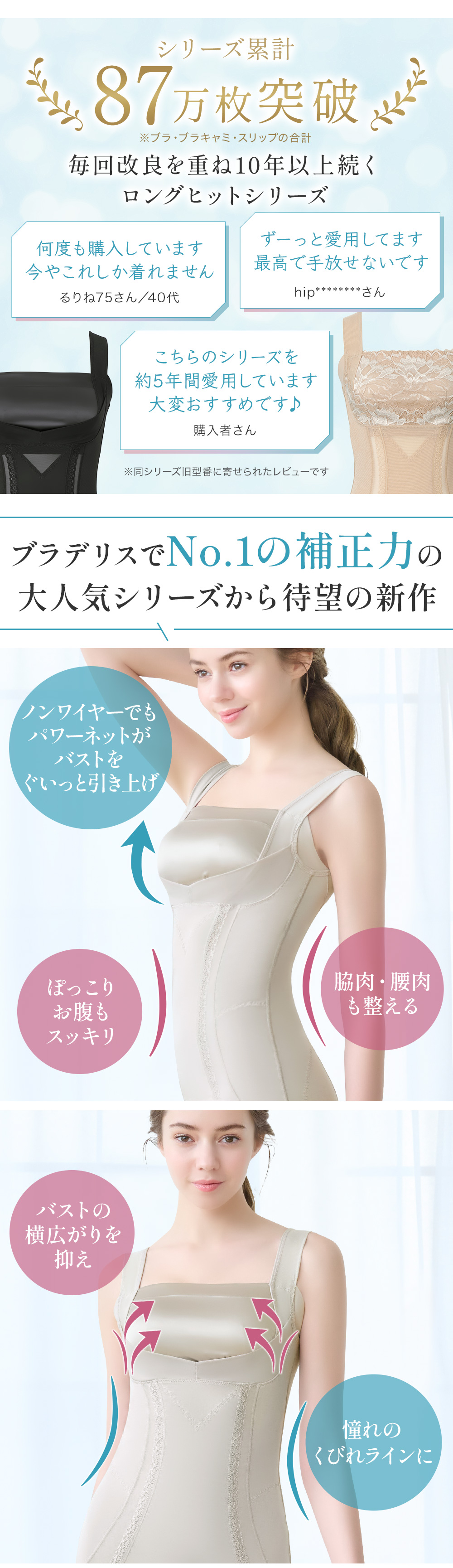 楽なのに細みえバストアップシェイパー24｜ブラデリス ニューヨーク