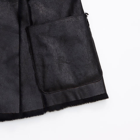 シャネル CHANEL Size 42 ファー レザー ジャケット ブラック WS6025